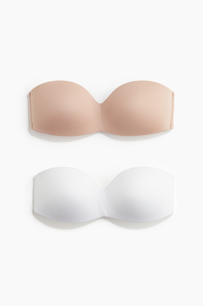 Set van 2 padded bandeau-bh's van microvezel - Wit/beige/Zwart/beige - 1