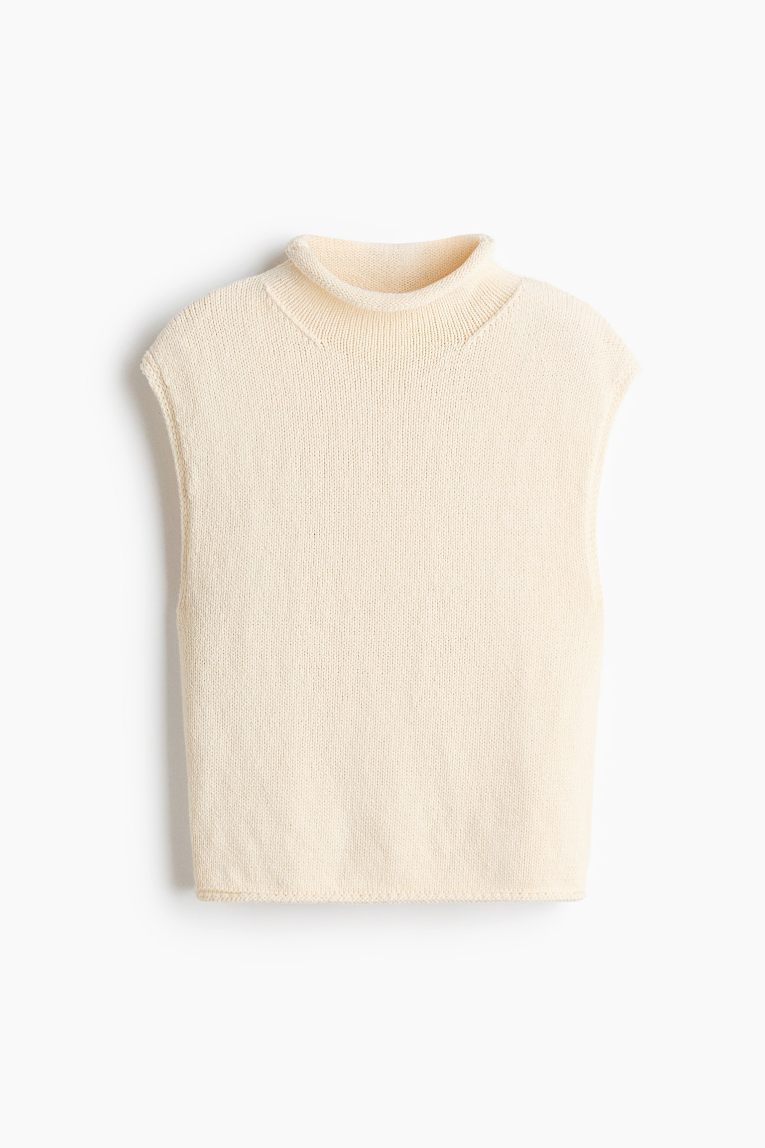 Pull sans manches à col cheminée - Crème