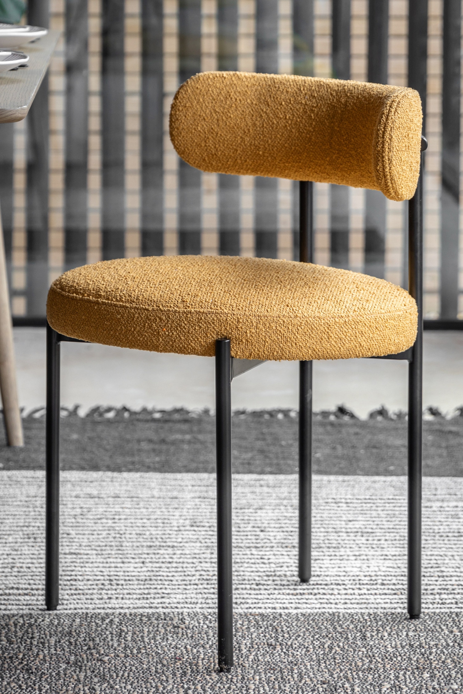 Set Of 2 Dining Chairs - Ochre/Cream/Green