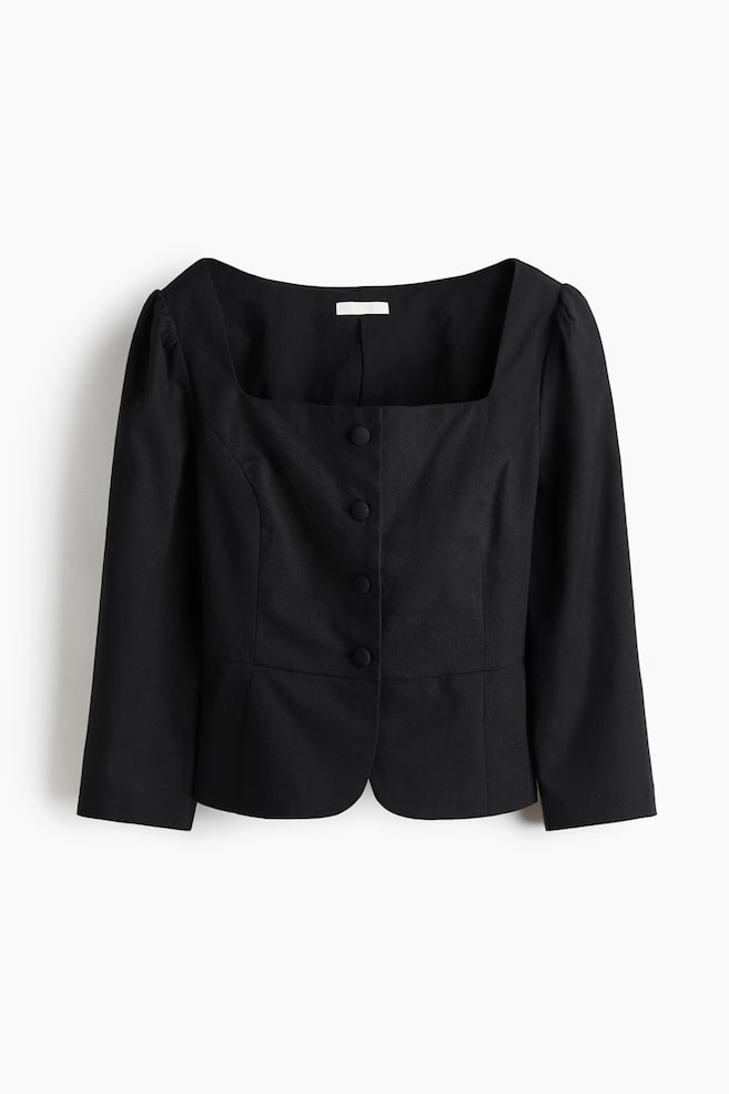 Square-neck blazer - Black - 1