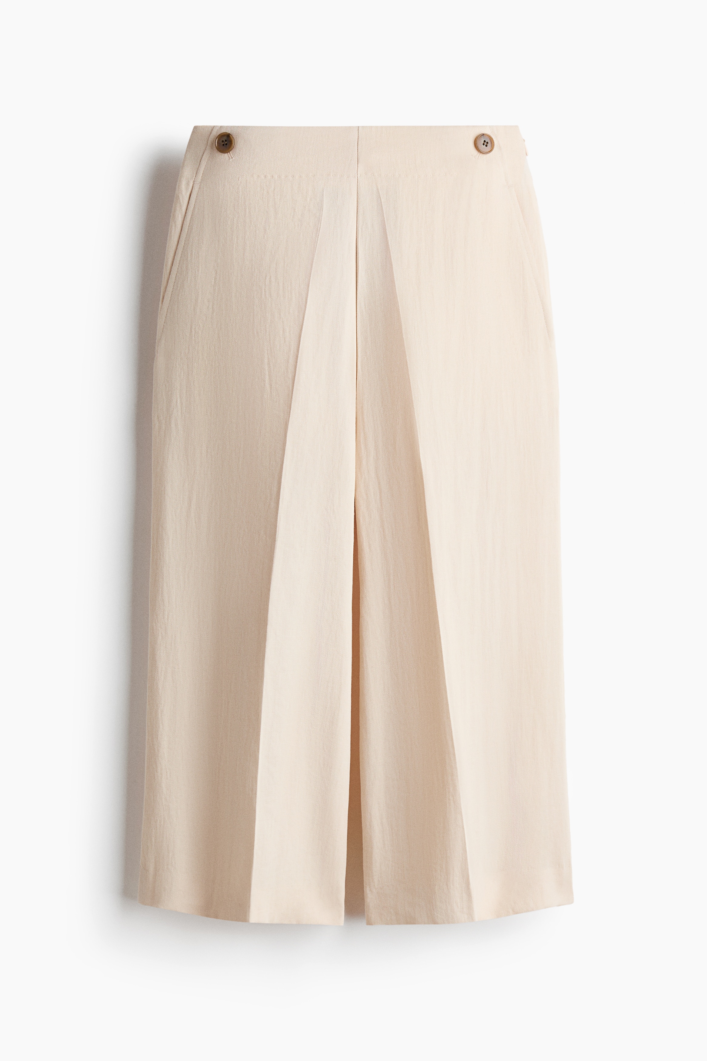 Button-detail twill culottes - Light beige
