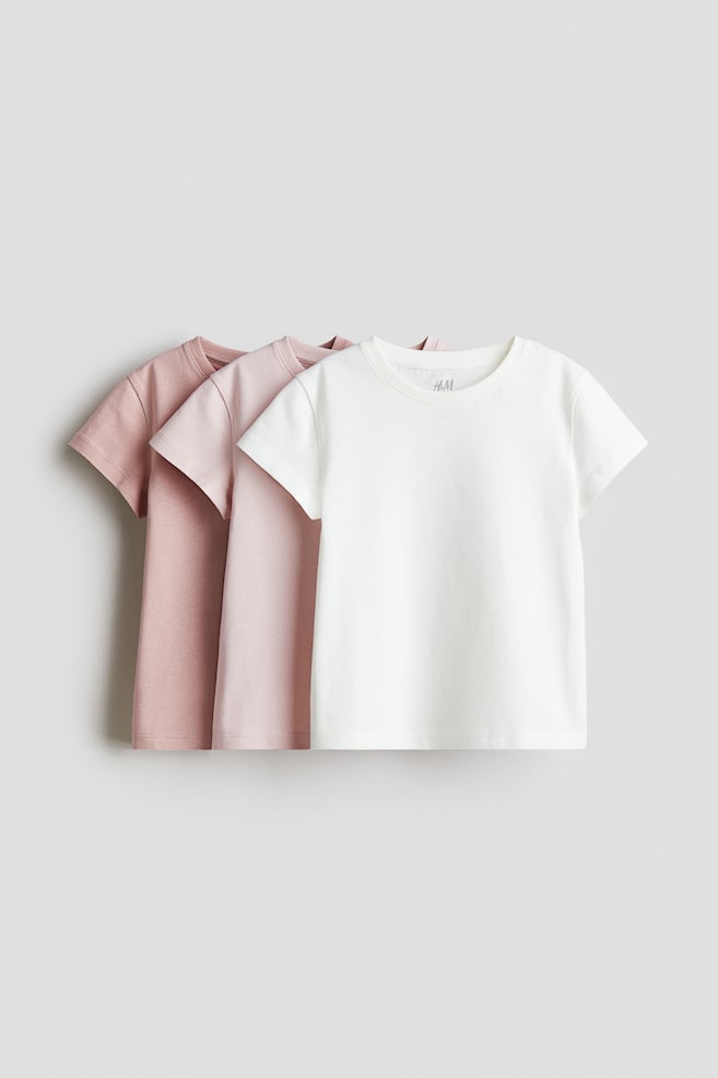3-pack cotton tops - Dusty pink/White/Pink/Striped/Pink/Hearts - 1