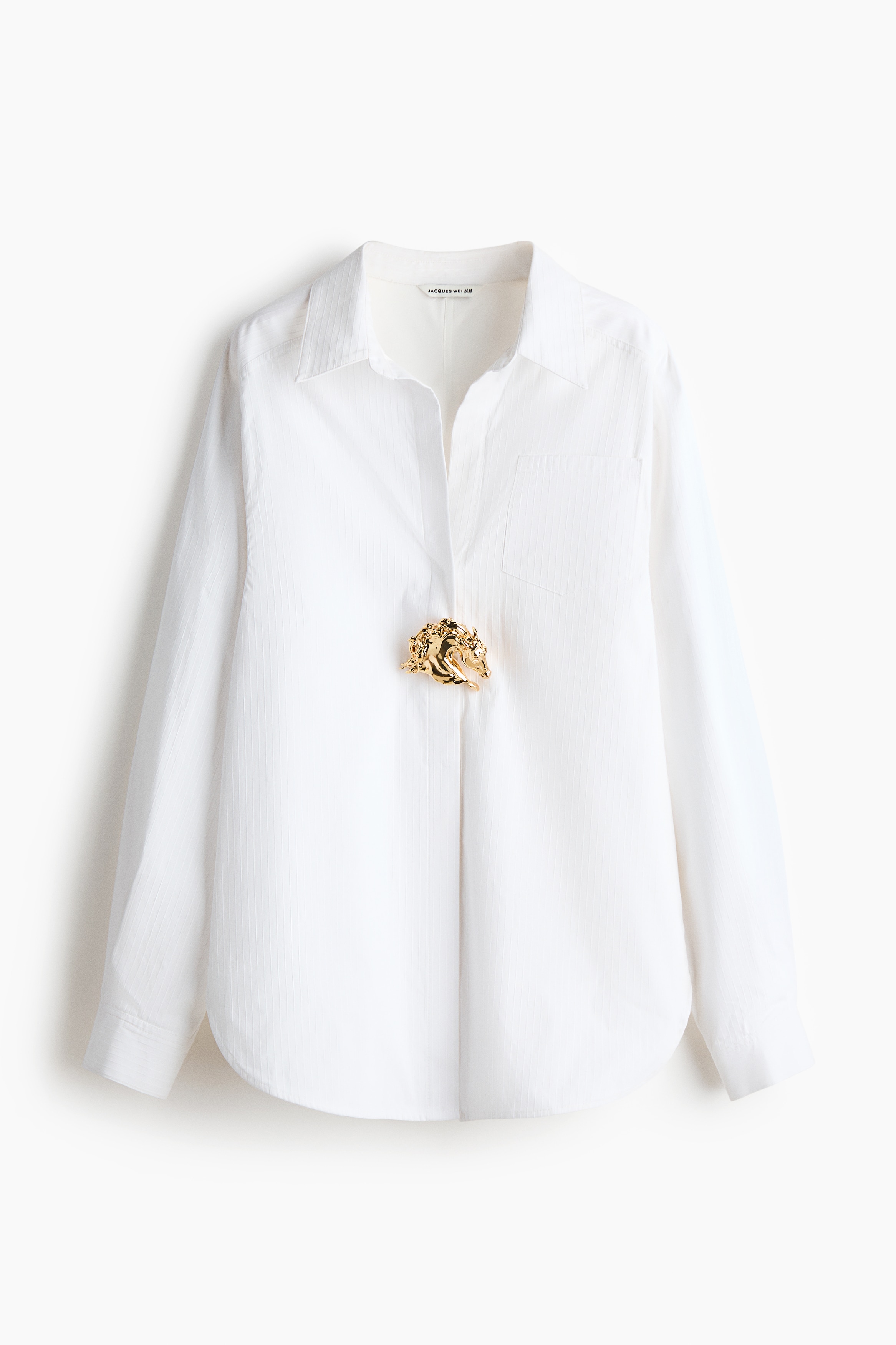 Metal-detail cotton shirt - White