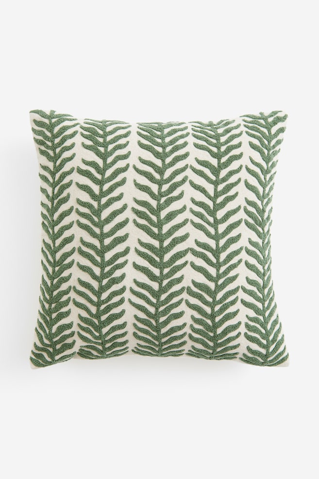 Embroidered cushion cover - White/Vines - 1
