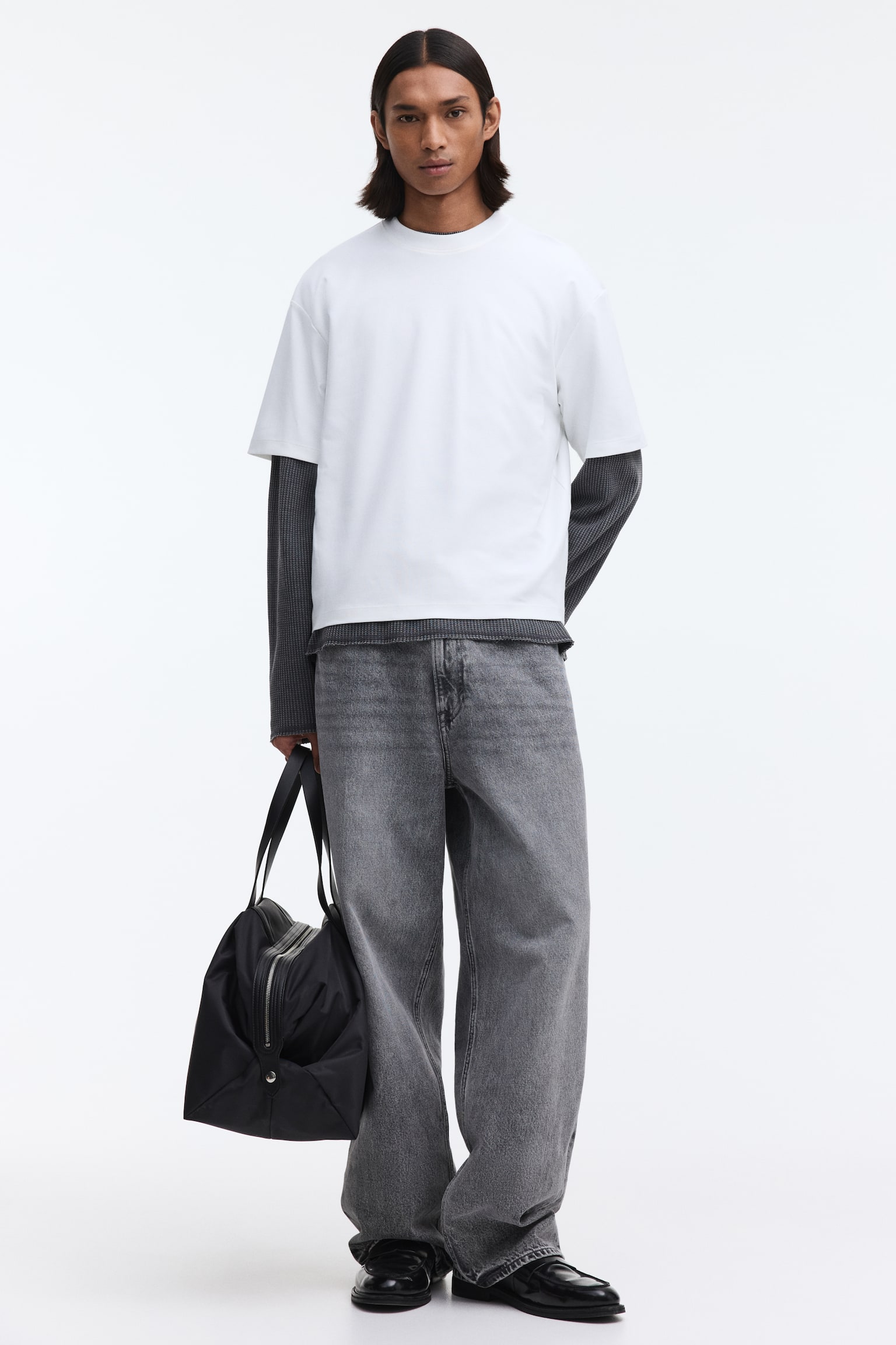 טישירט Oversized Fit - לבן/תכלת/שחור/סגול כהה - 3