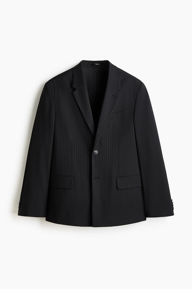 Relaxed-Fit Jacket - Black/pinstriped - 1
