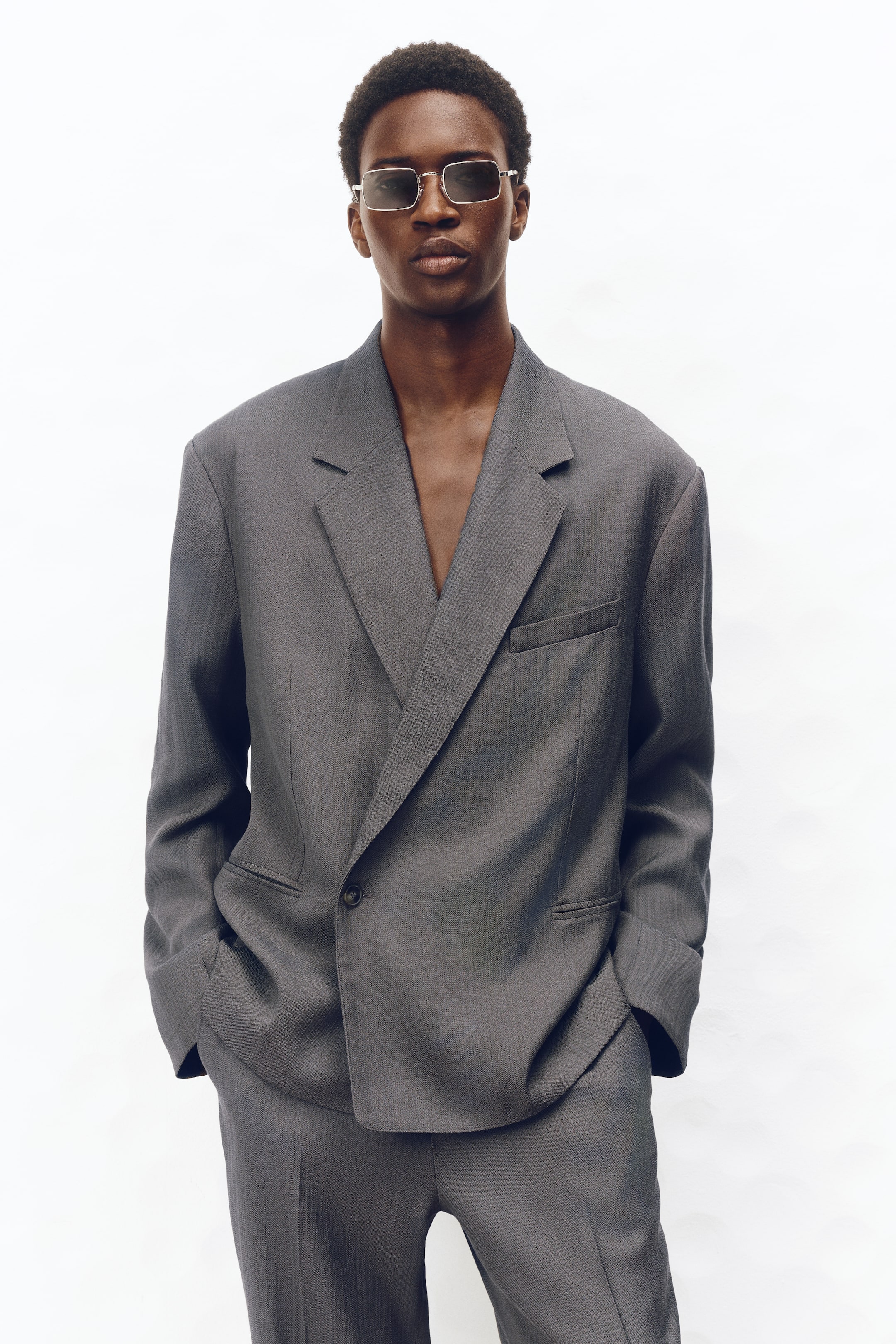 Loose-Fit Single-Breasted Wool-Blend Suit Jacket