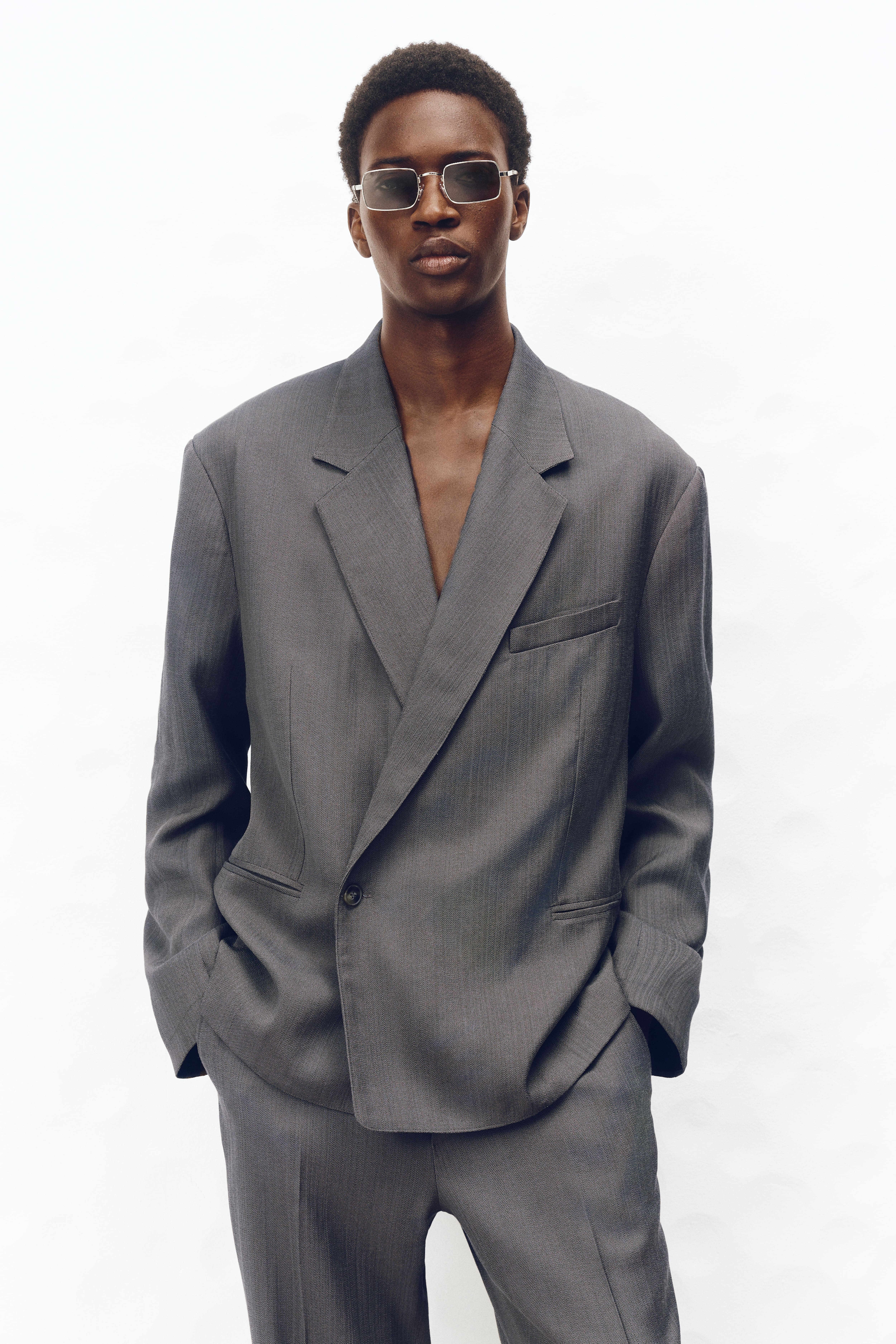 Loose-Fit Single-Breasted Wool-Blend Suit Jacket