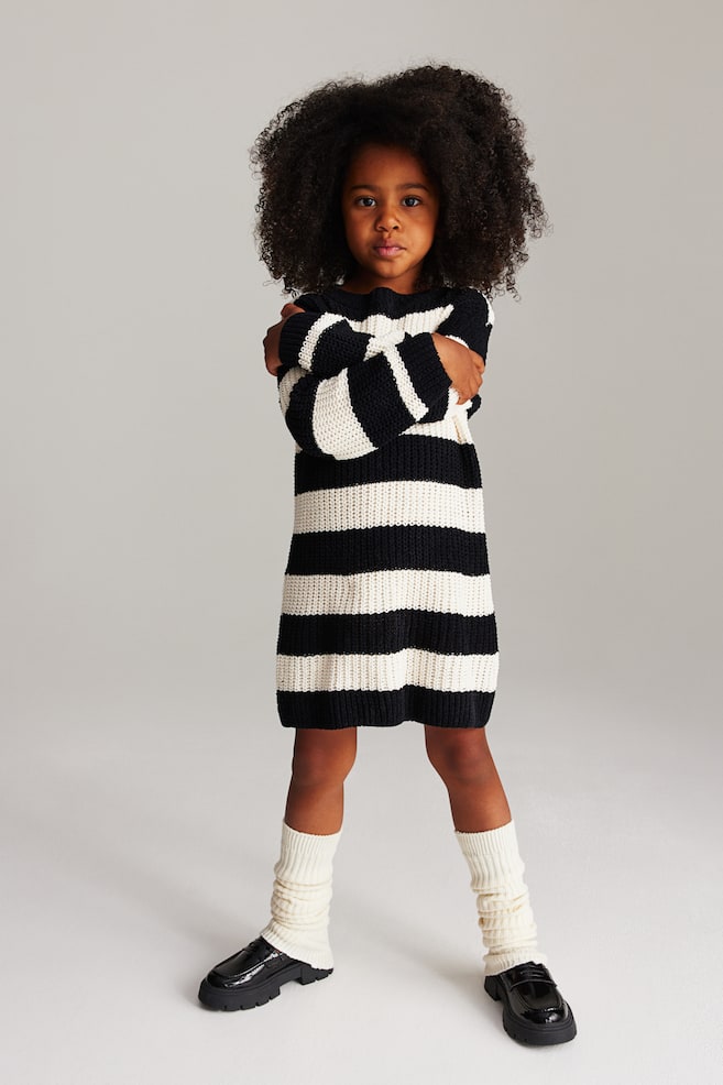 Knitted dress - Black/Striped/Pink/Striped - 2
