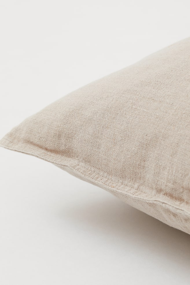 Washed linen cushion cover - Light beige/White - 5