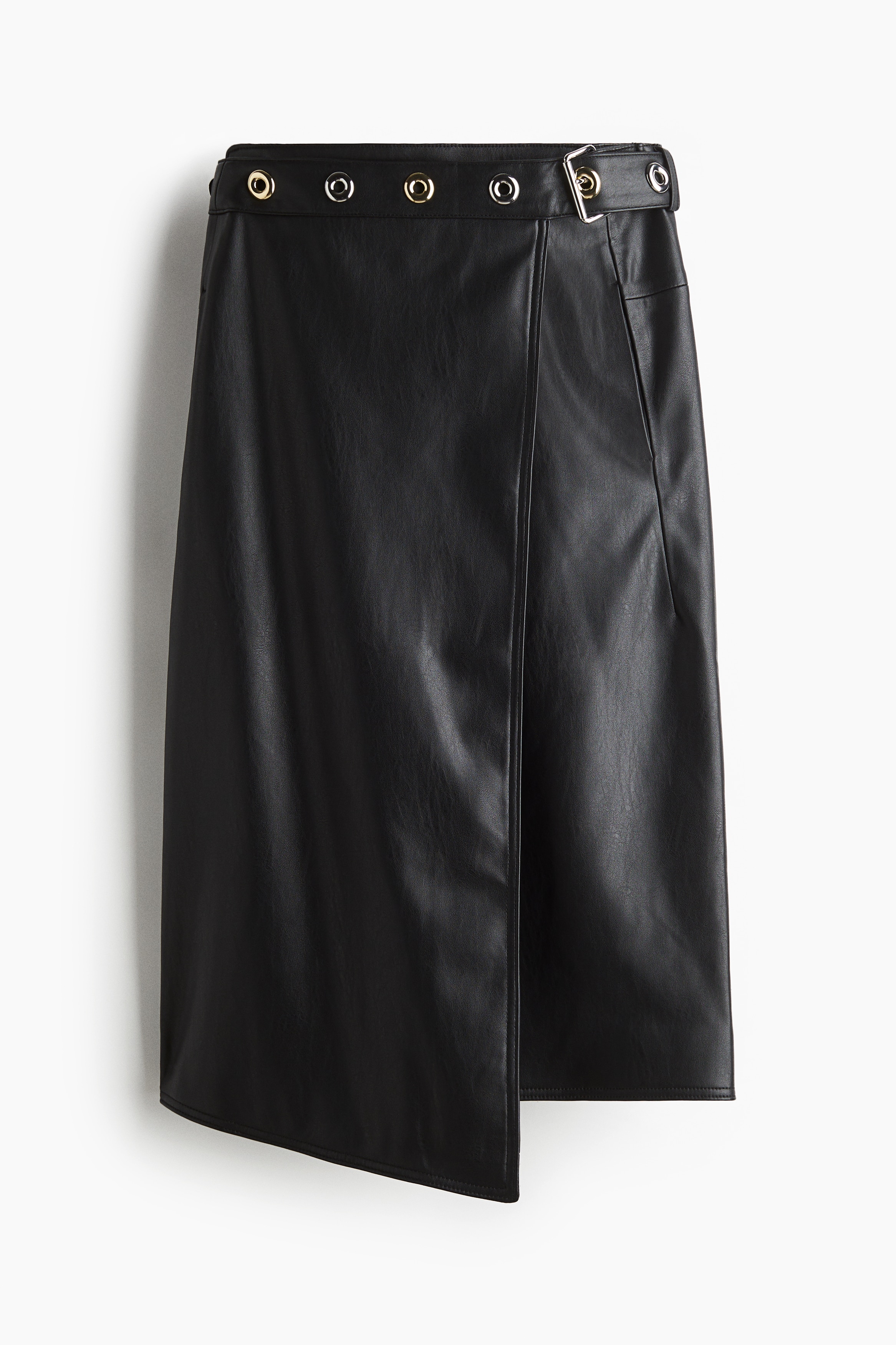 Φούστα από ύφασμα με ειδική επεξεργασία - Μαύρο