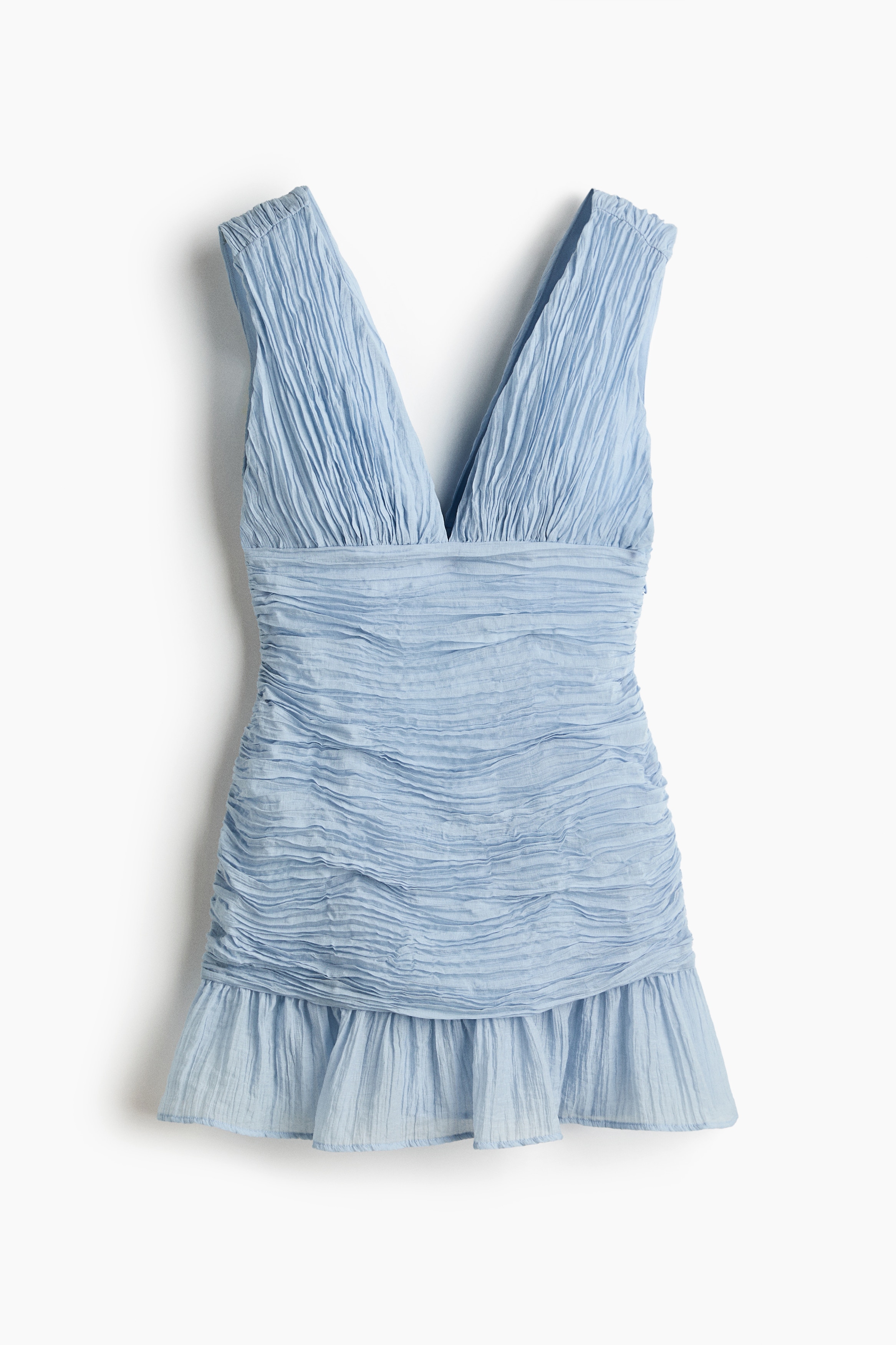 Crinkled sleeveless dress - Light dusty blue