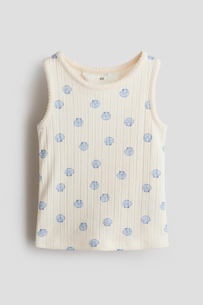 Camisole en jersey pointelle - Beige clair/coquillages/Blanc/à pois/Rose clair/fraises - 1