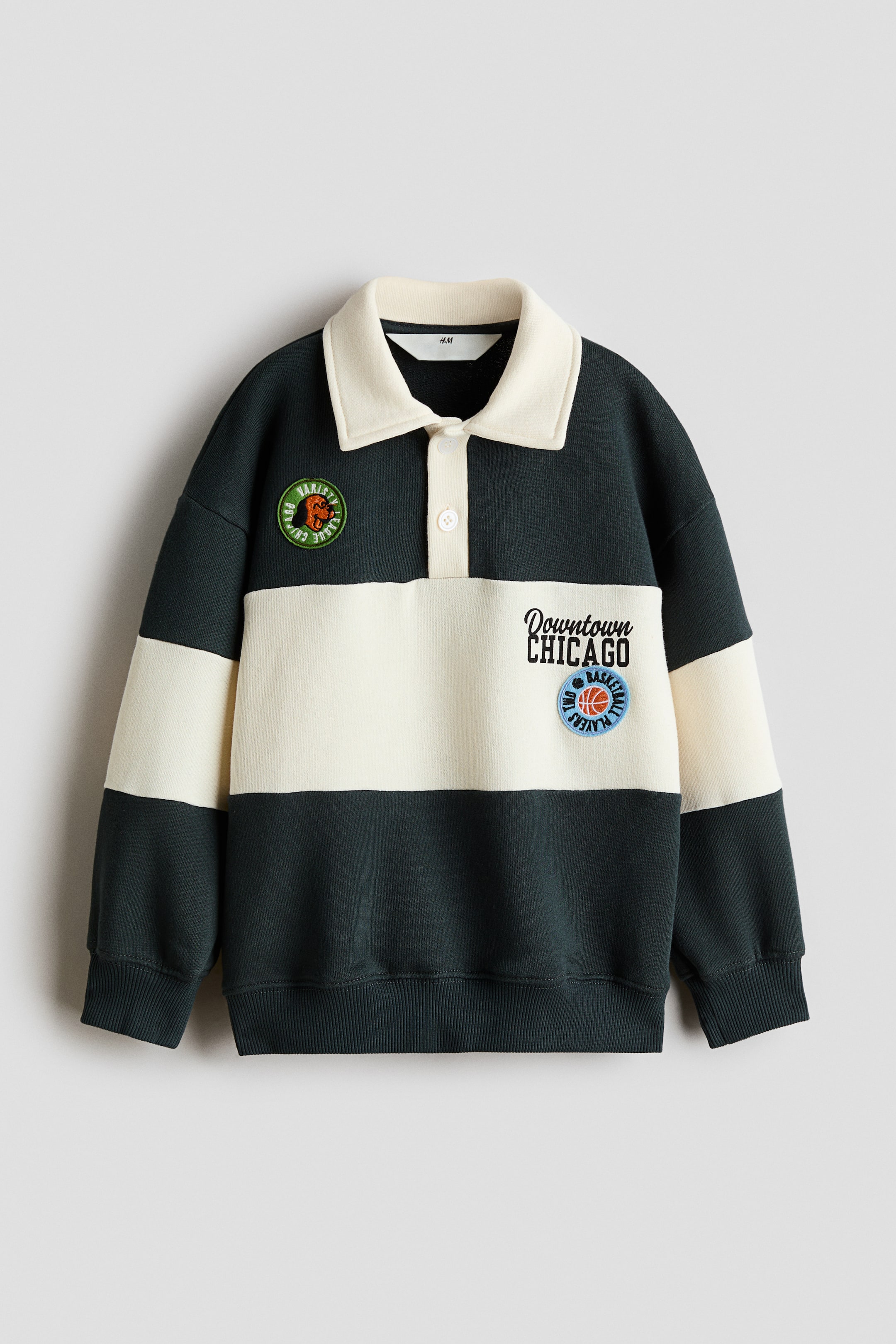 View larger image: Motif-detail rugby shirt - Dark grey/Chicago - Kids | H&M 1