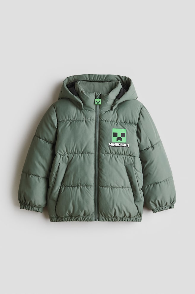 Water-repellent puffer jacket - Khaki green/Minecraft/Dark blue/Marvel Comics/Grey/Spider-Man/Dark grey/Pokémon - 1
