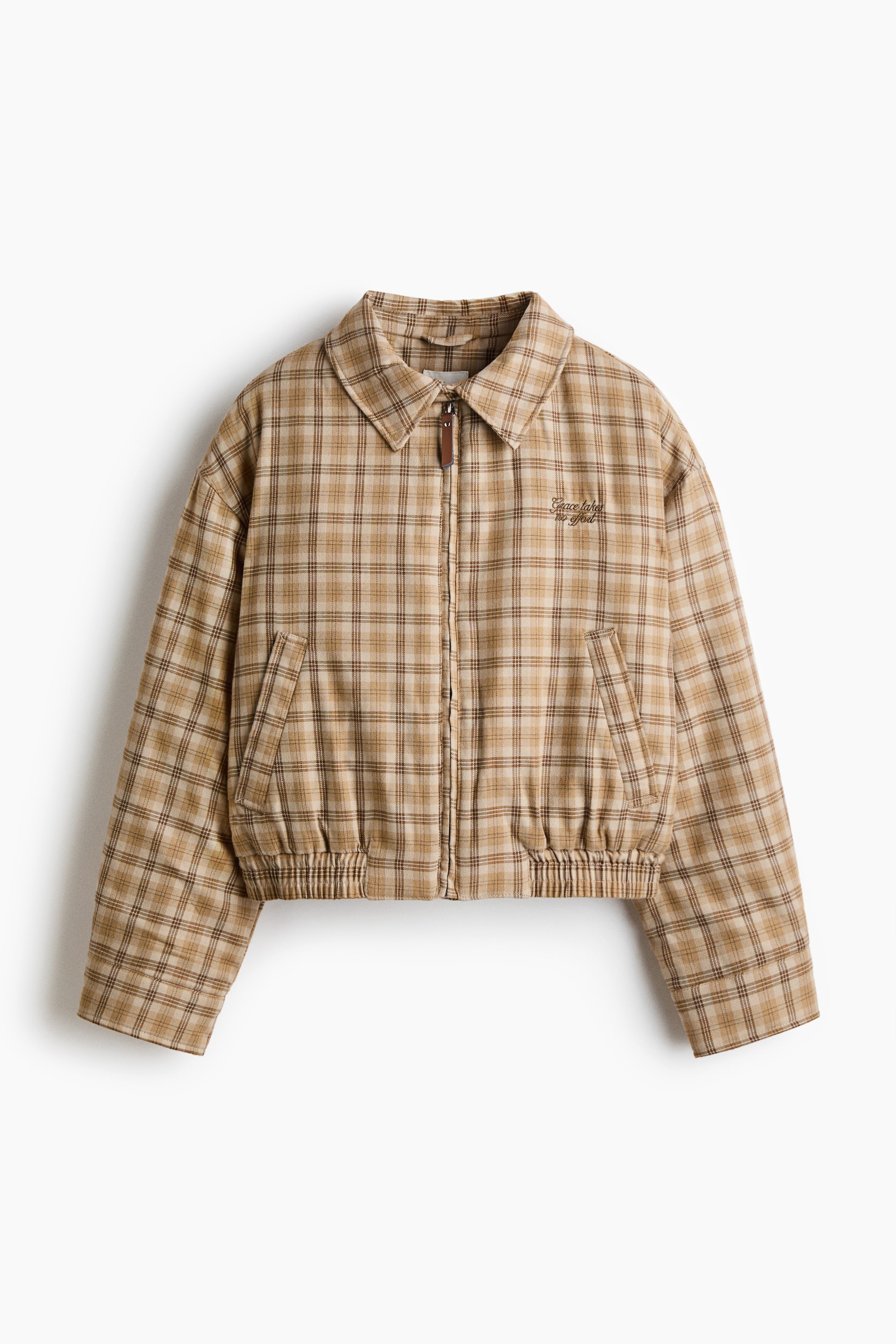 拡大画像を表示: Padded twill jacket - ダークベージュ／チェック - レディース | H&M JP 5