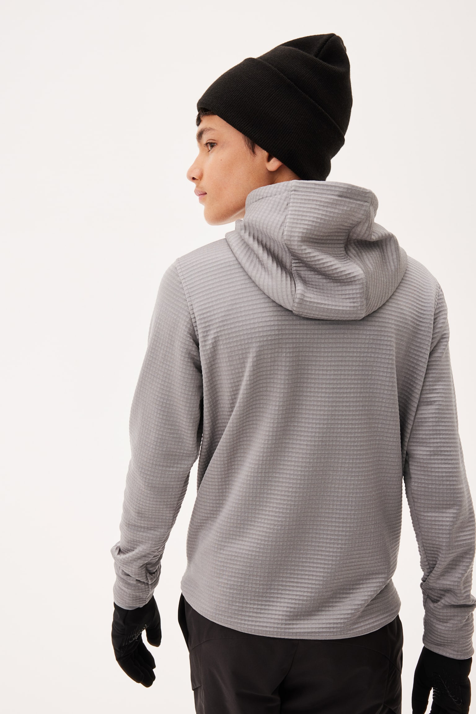 Hooded mid layer ski top in DryMove™ - Grey - 5