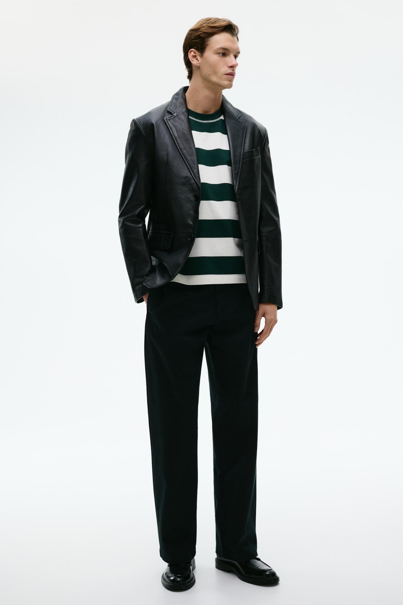 Playera Oversized Fit - Verde oscuro/Rayado - 5