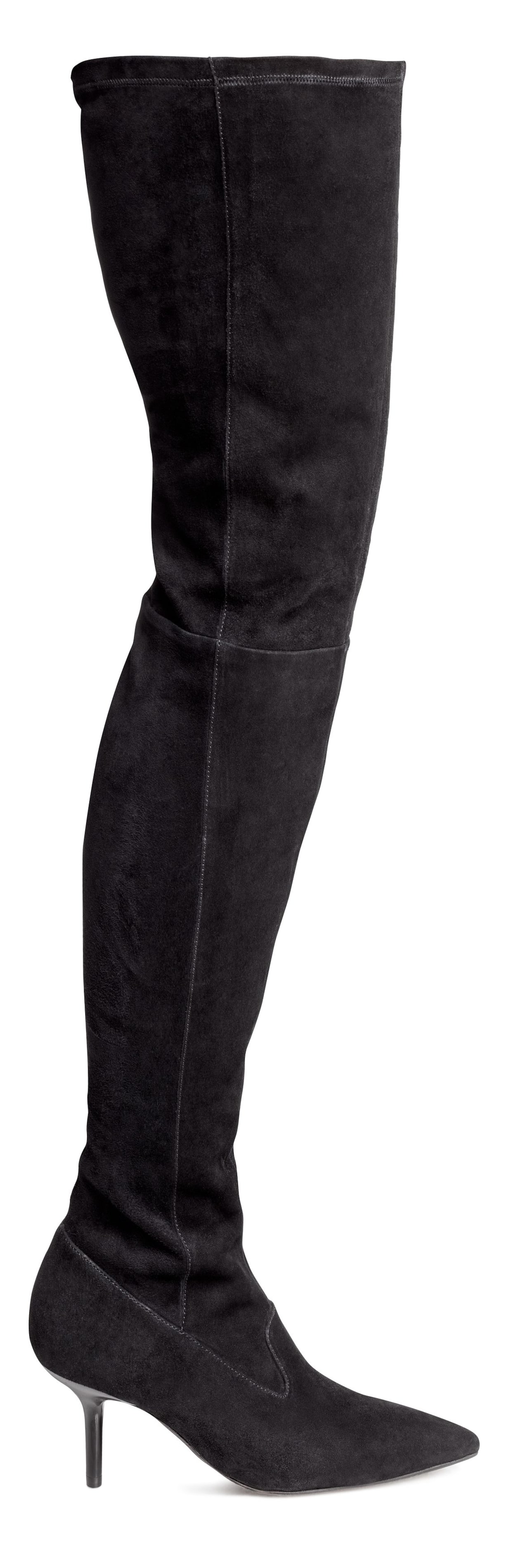 Women's Black Suede Thigh-high Boots H&M CA