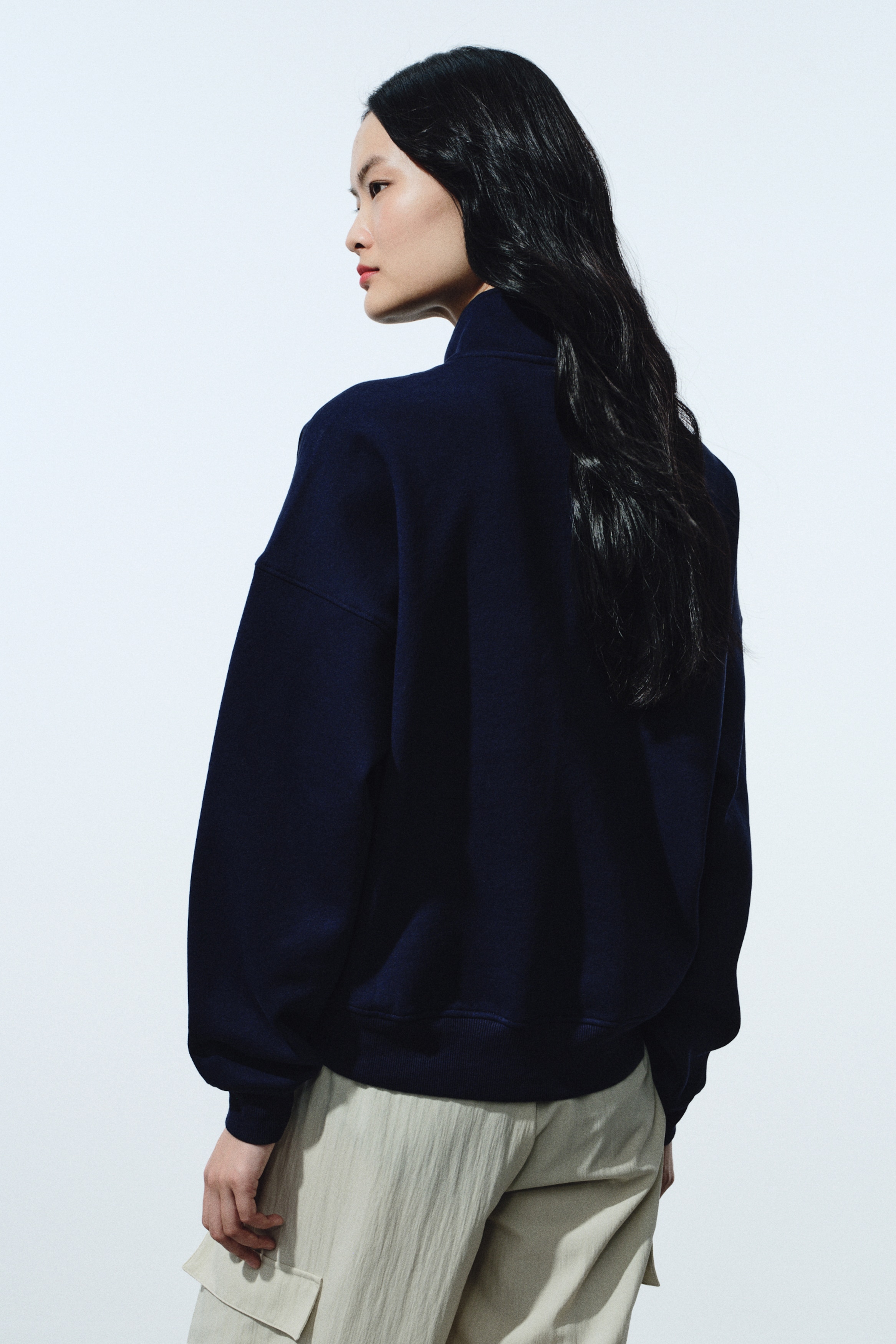 ハーフジップスウェットトップス - ライトブルー - レディース | H&M JP
