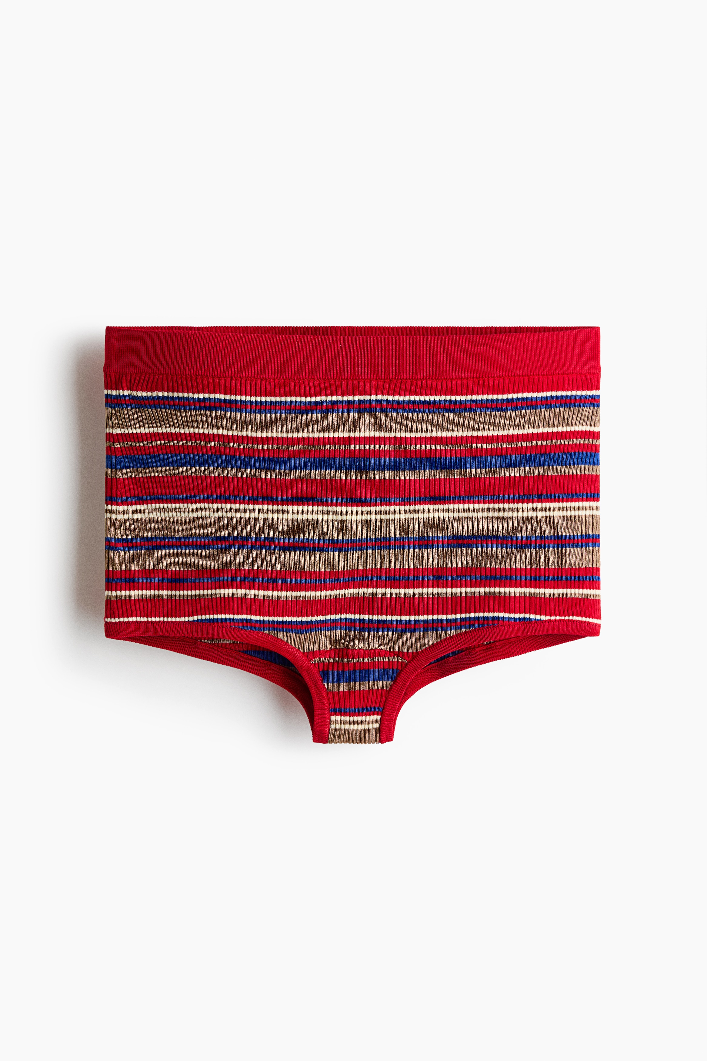 Minicalções em malha canelada - Vermelho/Riscas/Amarelo/Riscas