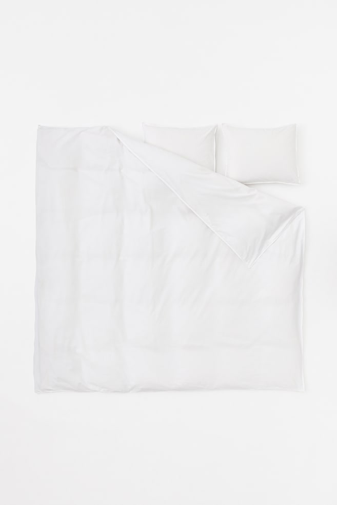 Double/king size cotton duvet cover set - White/Brown/Greige/Dark grey - 6