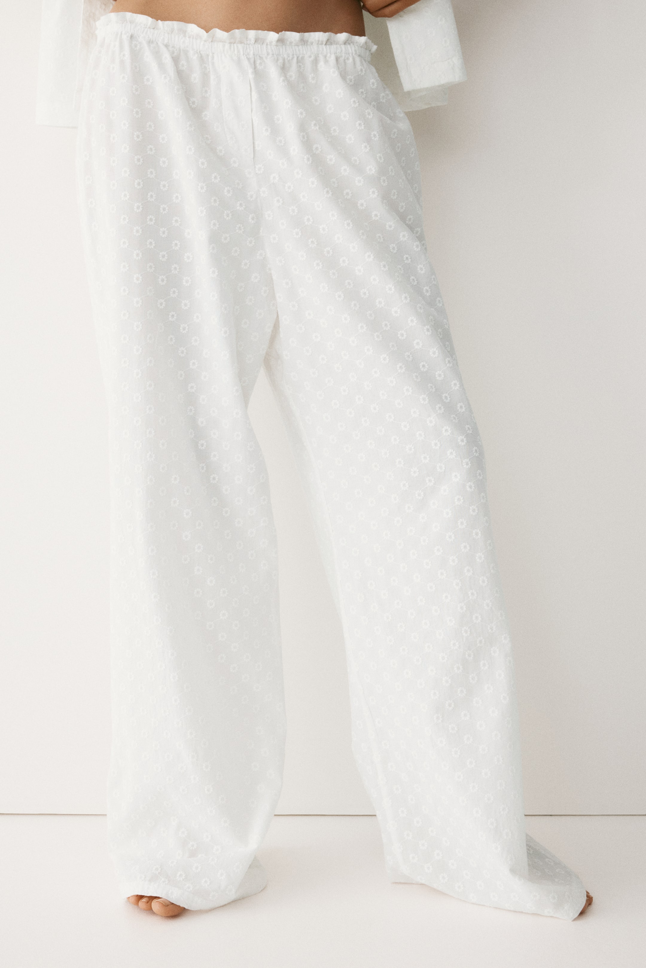 Embroidered Cotton Pajama Pants