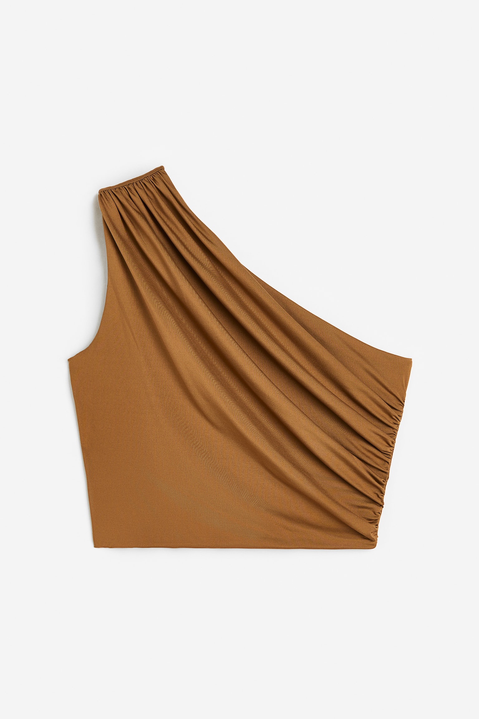 Gathered one-shoulder top - Brown/Cream/Blue floral/Black/Light beige/Black striped