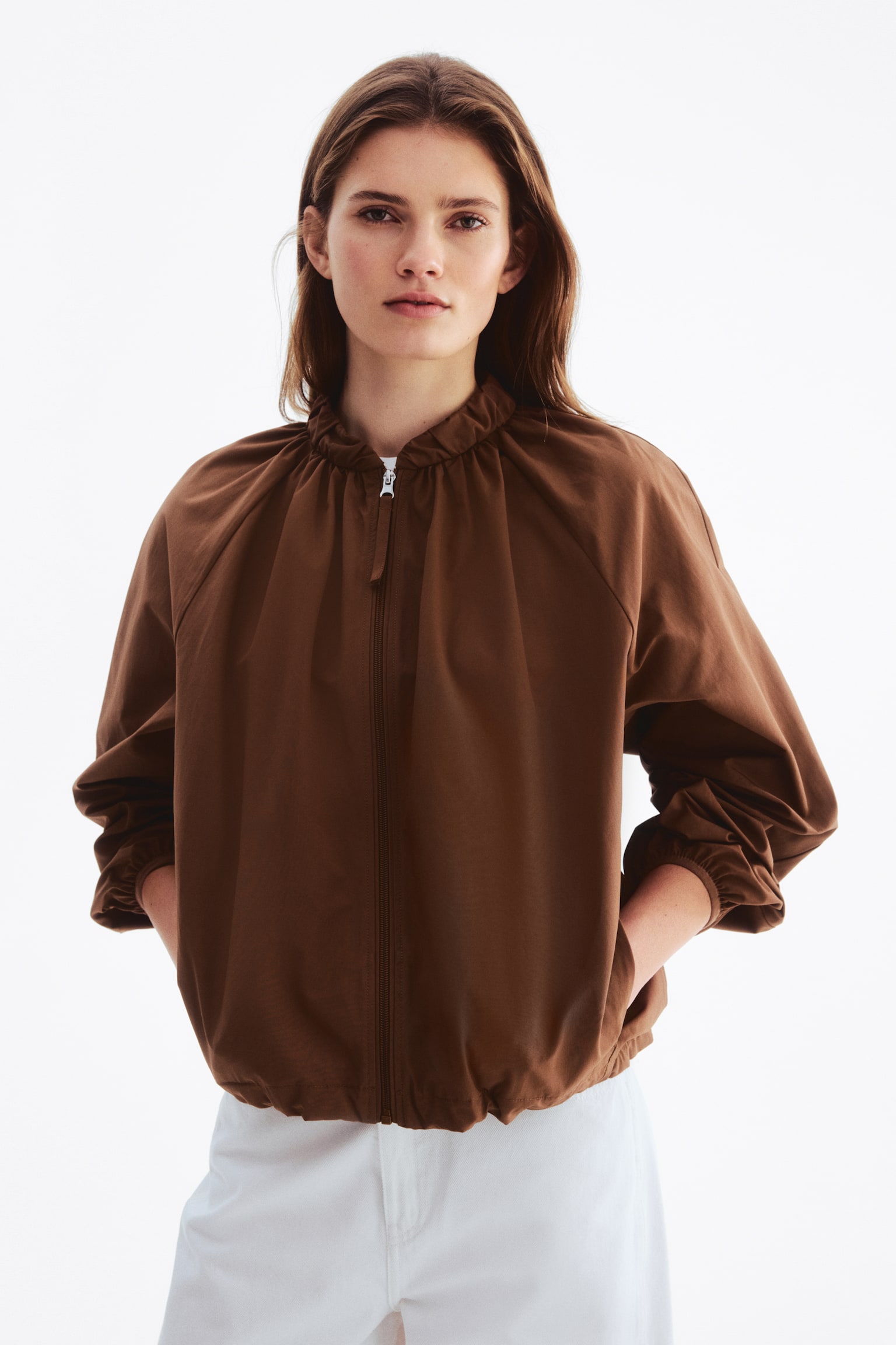 Gathered bomber jacket - Brown/Brown/Leopard print/Black/Bright red/Denim blue - 3