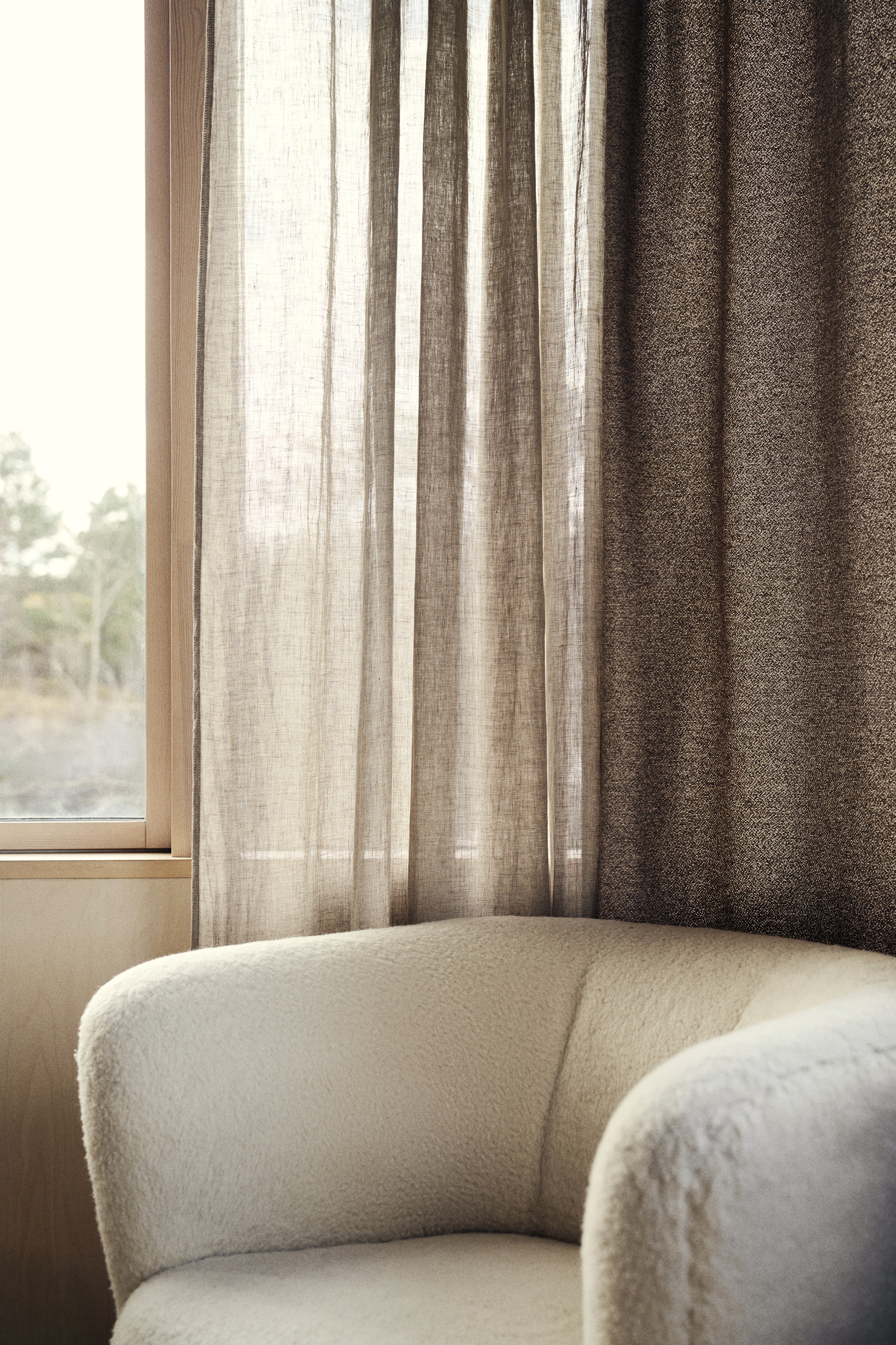 2er-Pack Leinenvorhänge - Graubraun/Cremefarben