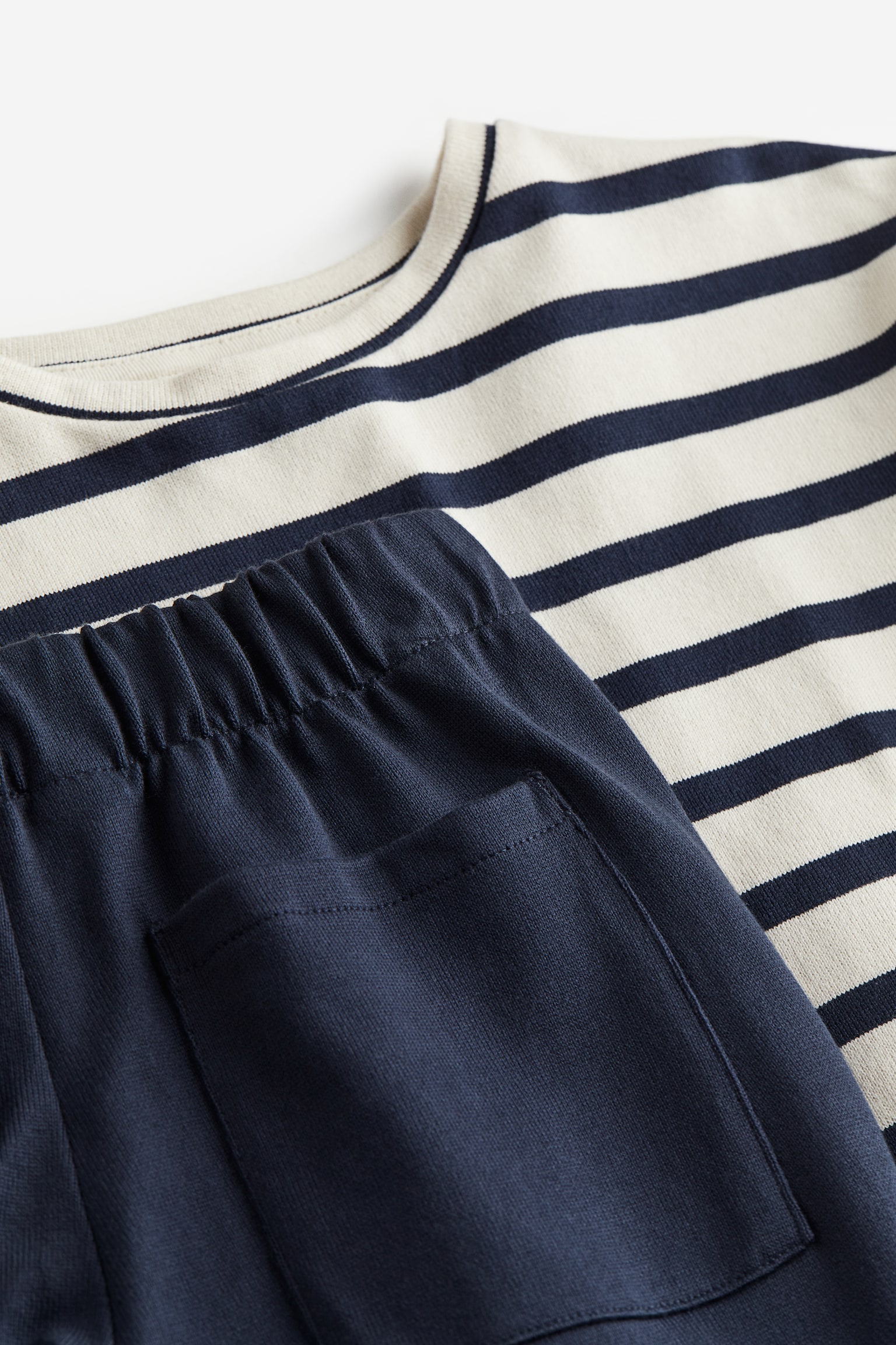 2-piece Cotton Jersey Set - Navy blue/Stripe - 2