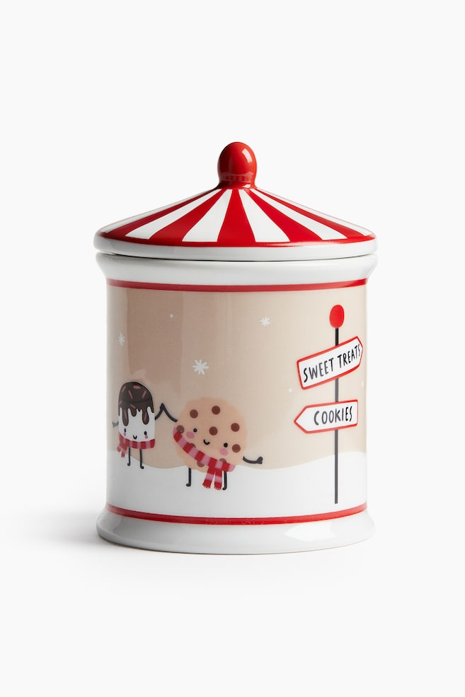 Pot à biscuits en porcelaine - Rouge/Sweet Treats - 1
