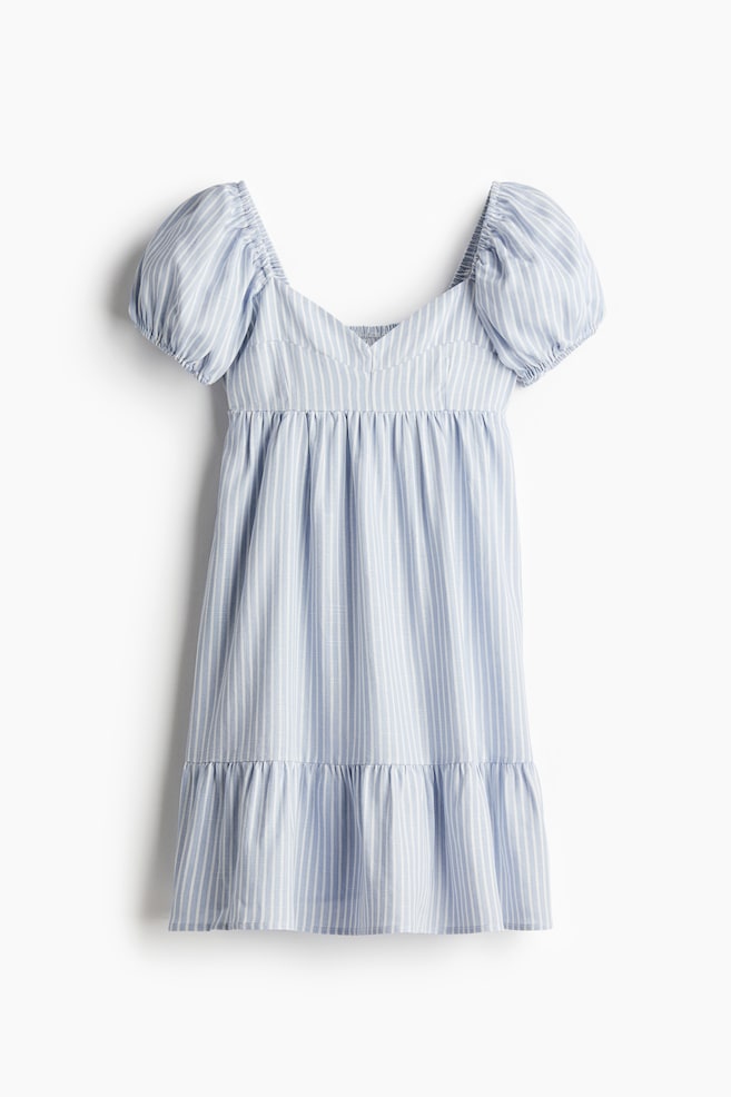 Puhvihihainen mekko - Vaaleansininen/Raidallinen/Kermanvaalea/Kukkakuvio/Musta/Kermanvaalea/Broderie anglaise/Vaaleankeltainen/Kukkakuvio - 1
