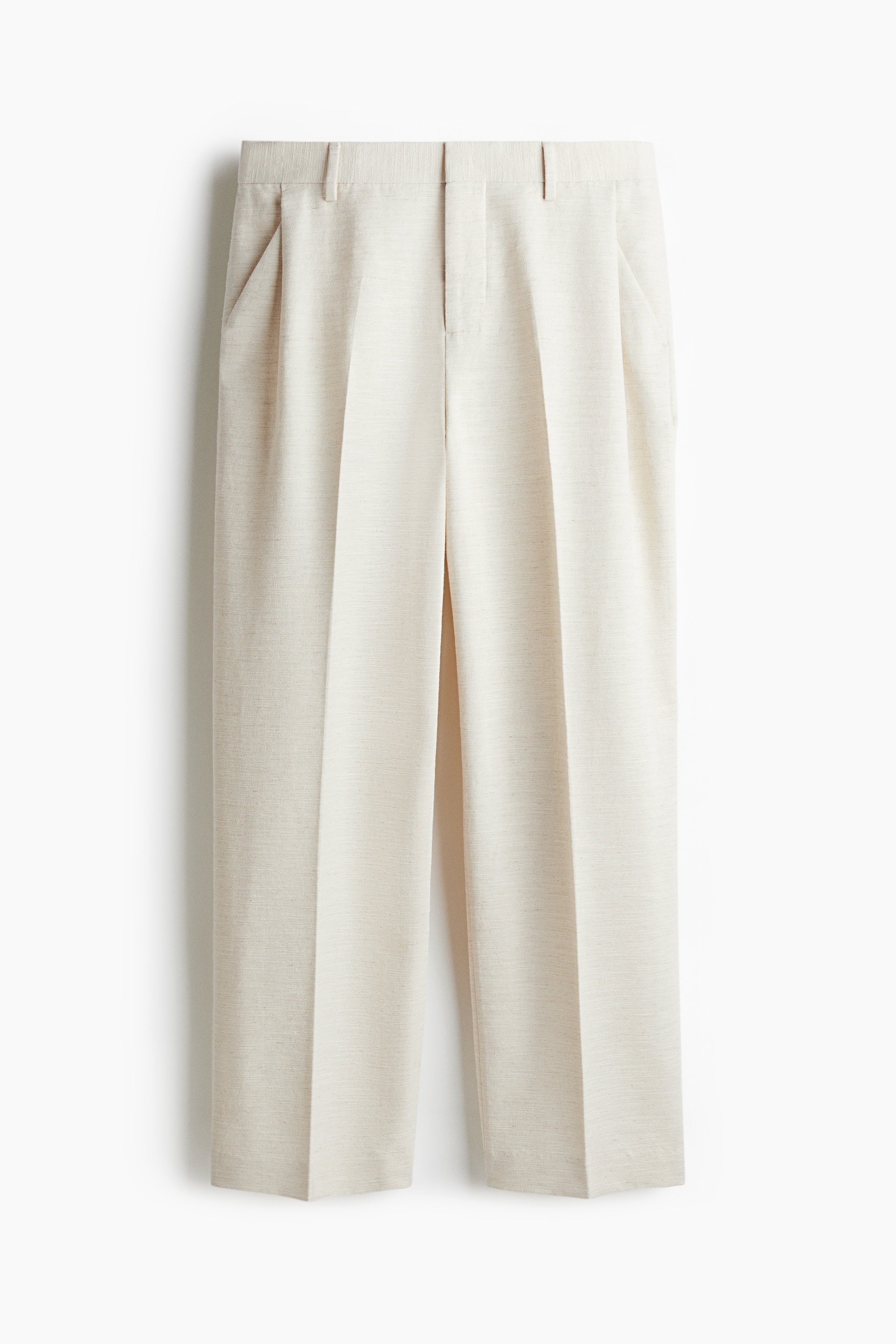 Pantalon d'habit coupe ample en lin mélangé - Beige clair