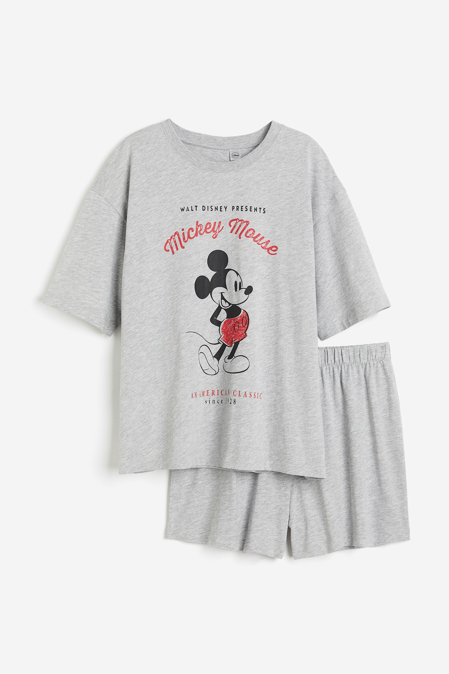 Bộ đồ ngủ cotton jersey - Màu xám đốm/Chuột Mickey - 1