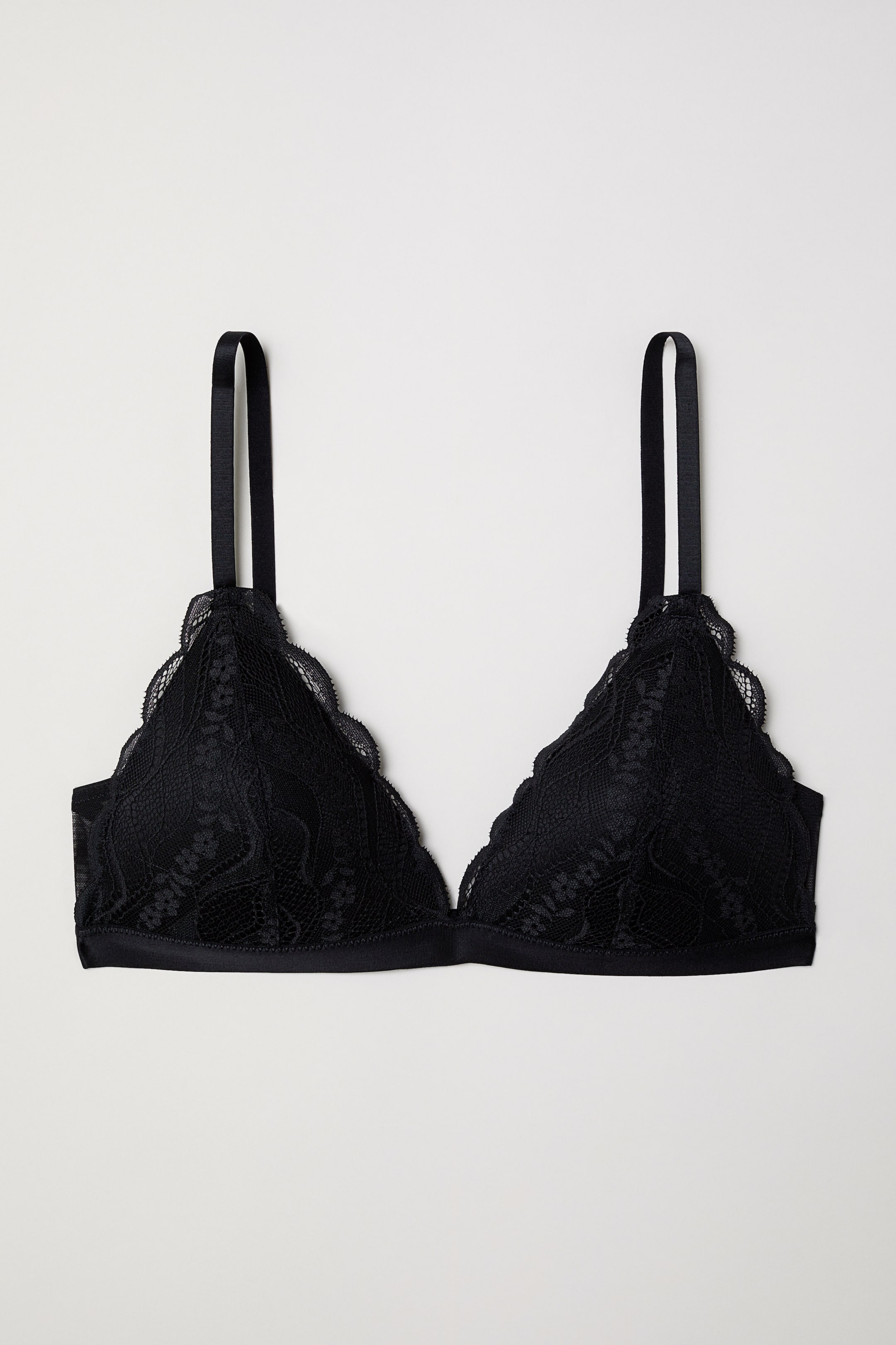 查看大圖: 無鋼圈蕾絲托高胸罩 - 黑色 - Ladies | H&M 1