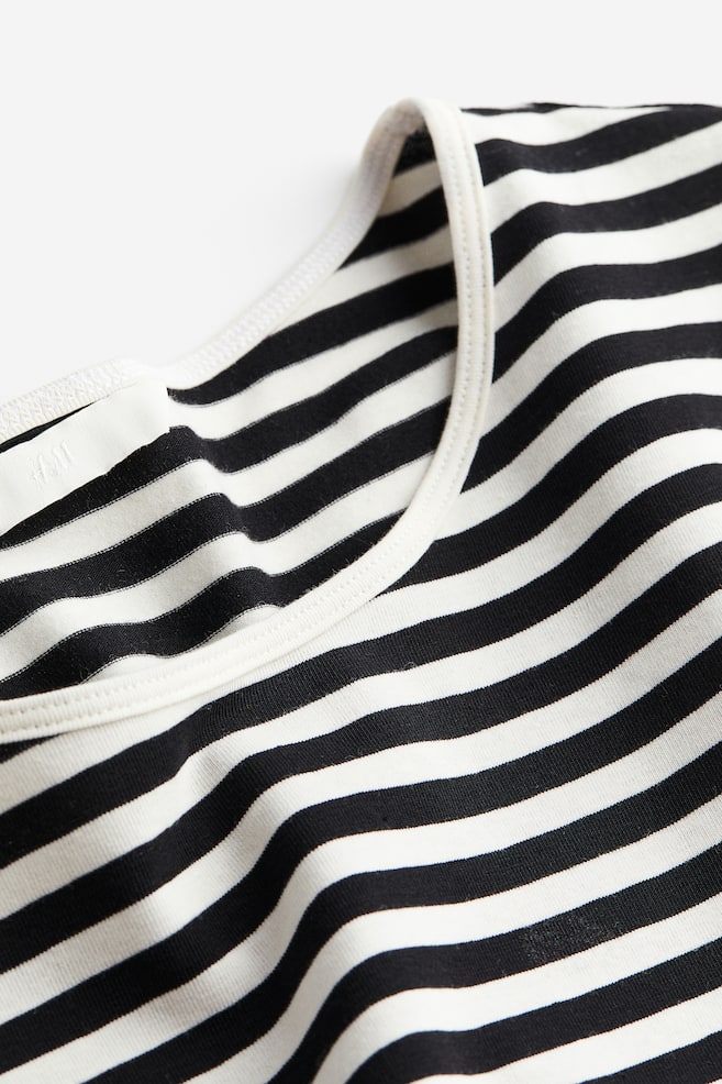Long-sleeved jersey top - Black/Striped/White/Black/Light beige/dc/dc - 9
