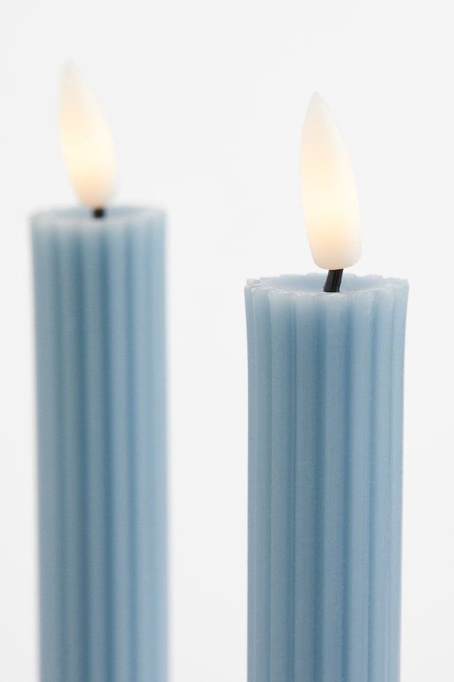 Lot de 2 bougies LED cannelées - Bleu/Beige clair/Blanc - 2