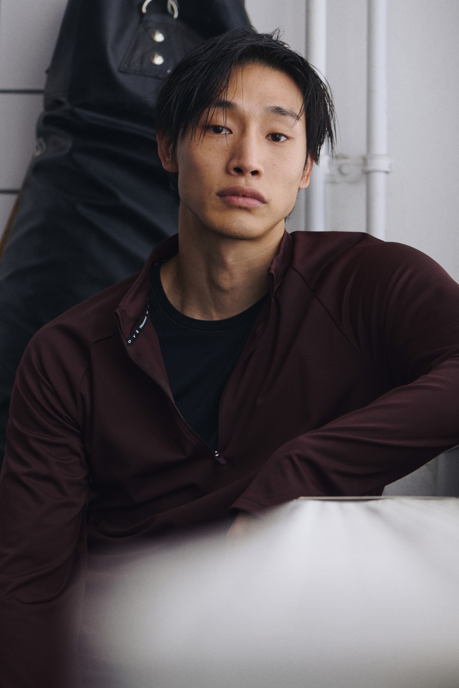 Zip-top midlayer sports top with ThermoMove™ - Dark brown/Black/Dusty beige/Grey - 6