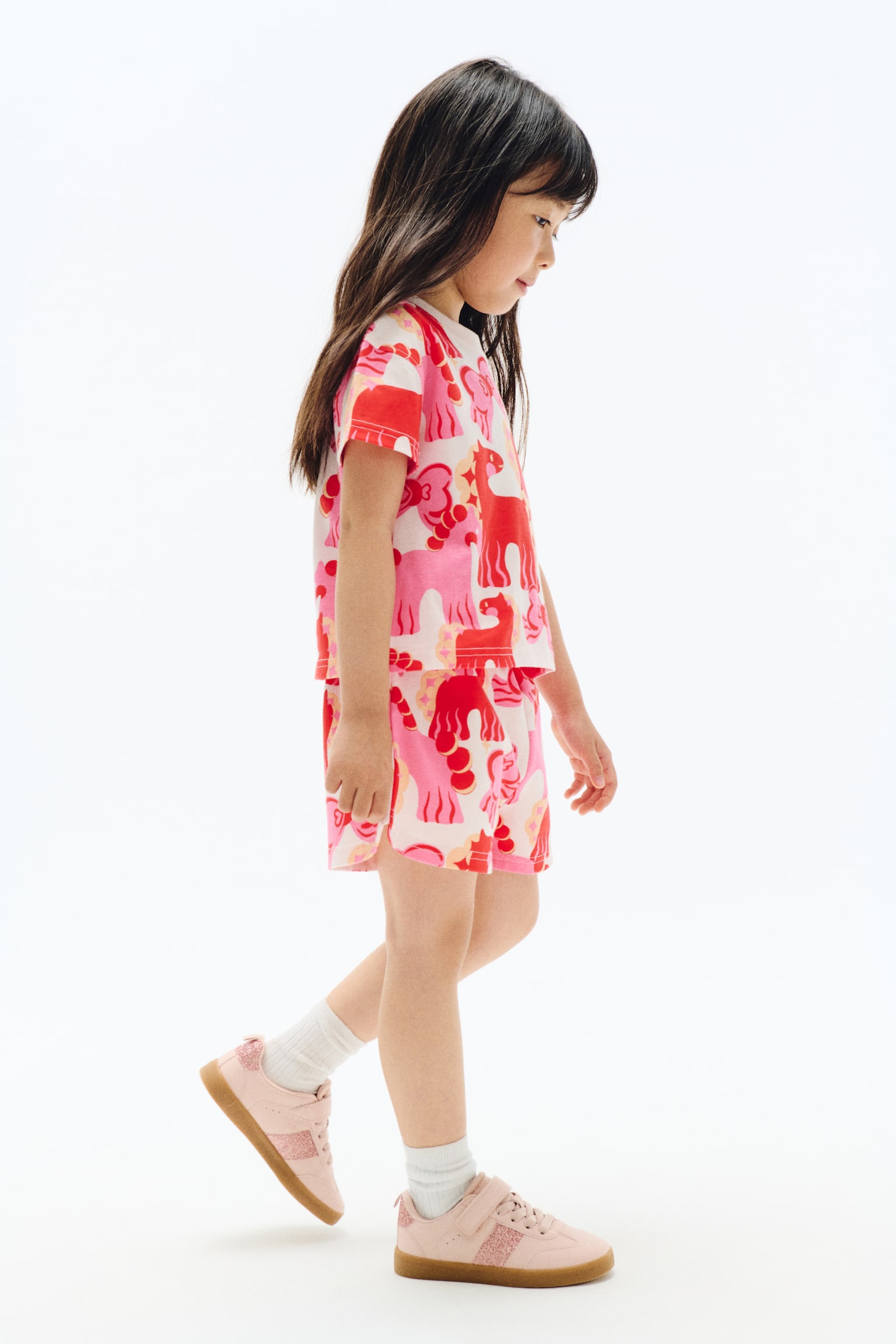 2-piece printed cotton set - White/Horses - 3