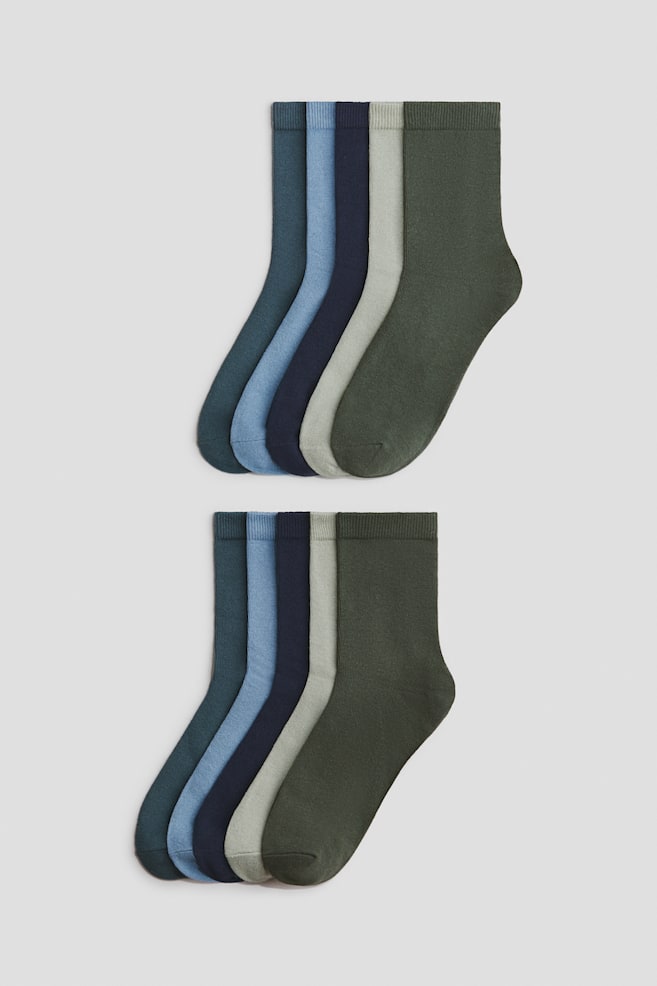 Lot de 10 paires chaussettes - Vert kaki/bleu/Gris chiné/noir/Noir/Blanc/Vert/bleu/Bleu ancien/rouge foncé/crème/Bleu - 1