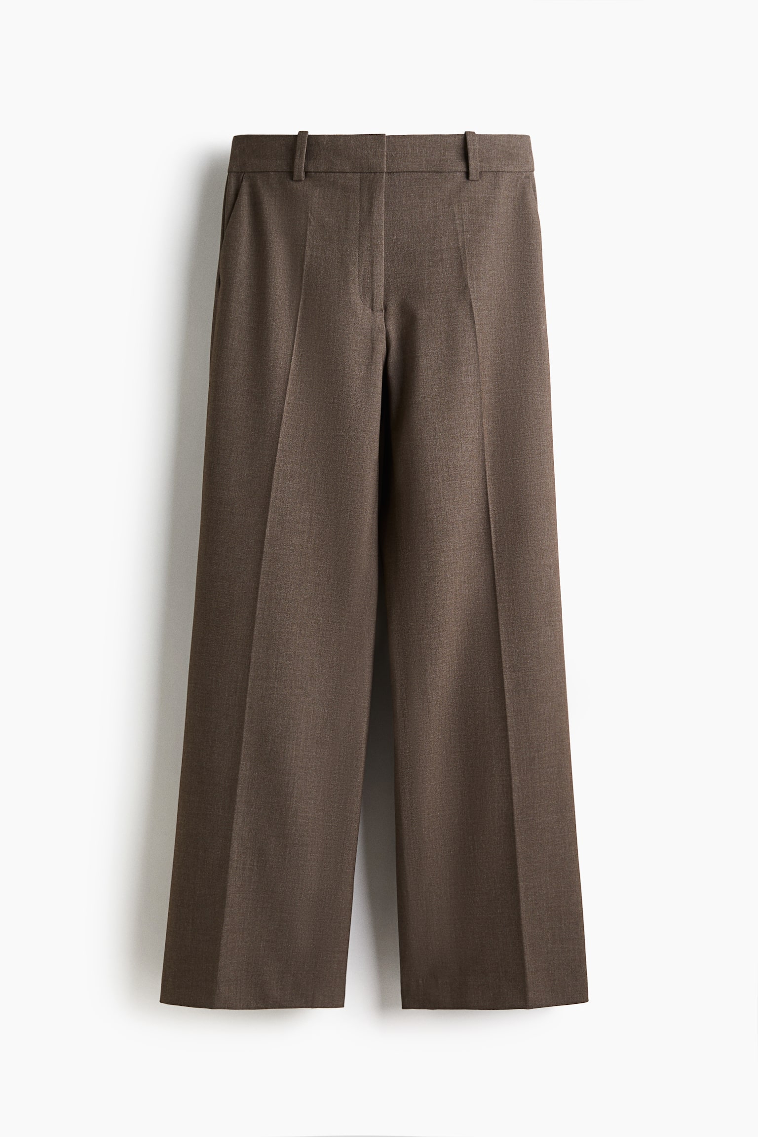 Женские брюки H&M Straight-Leg, цвет: Коричневый меланжевый — фото 1