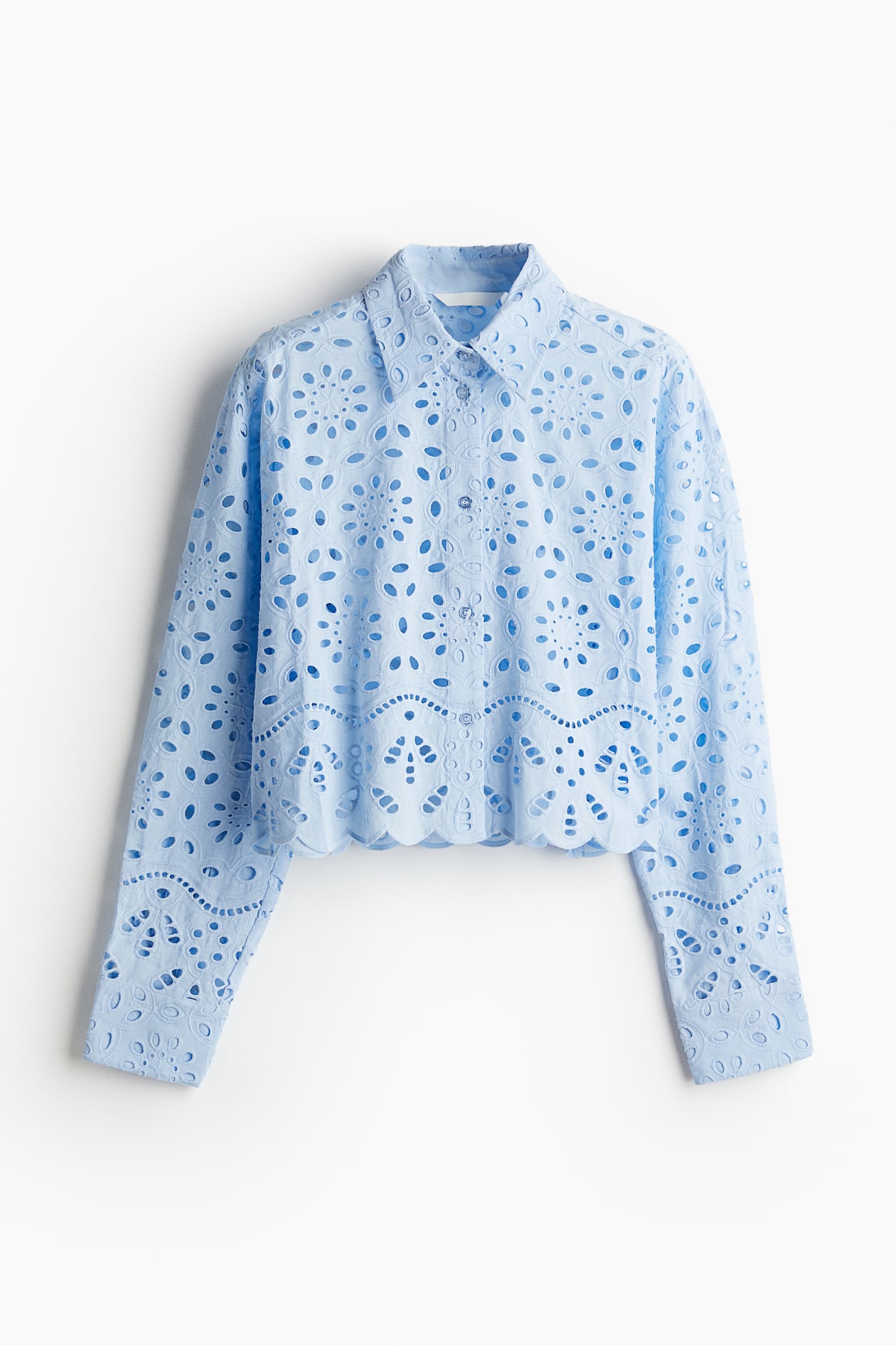 イギリス刺繍シャツ - ライトブルー - レディース | H&M JP