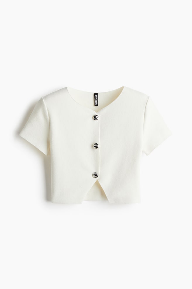 Tricot vest met korte mouwen - Roomwit - 1