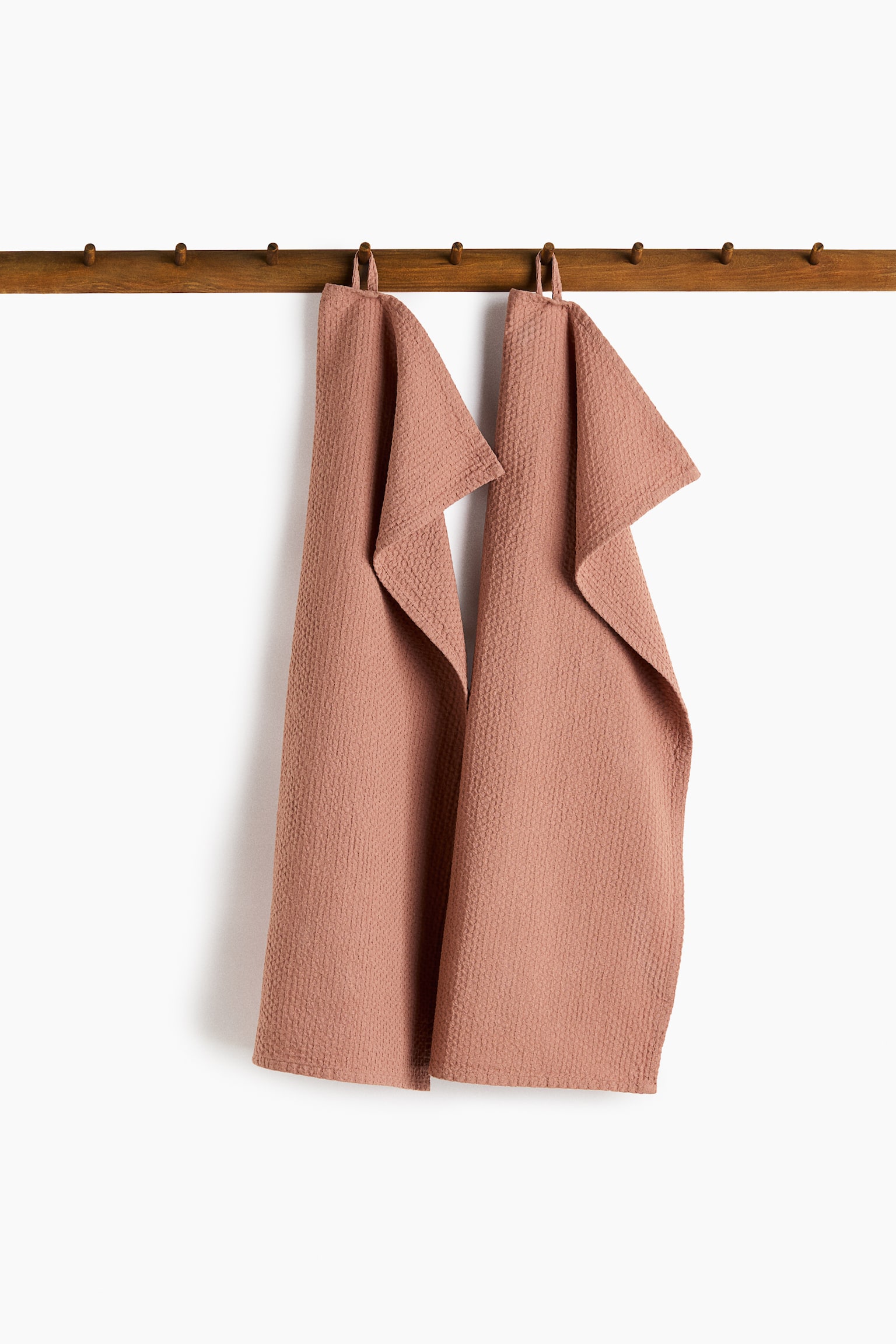 2-pack waffled tea towels - Orange/Dark brown/Light greige