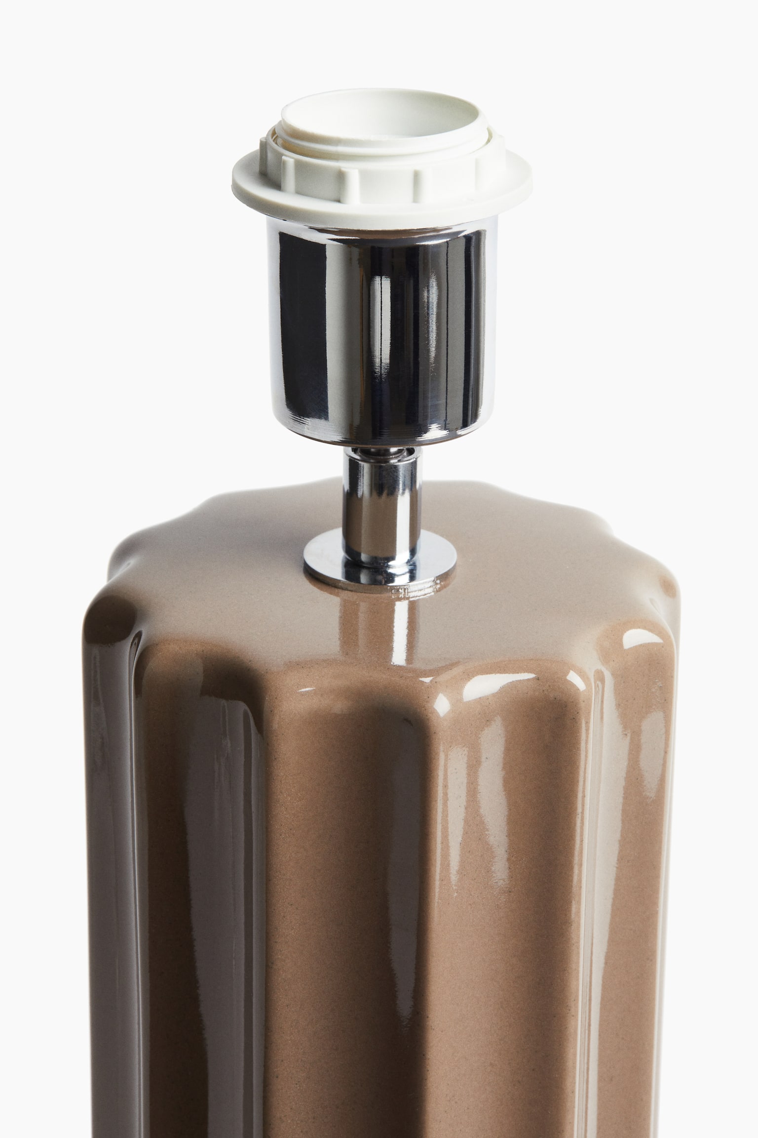 Оребрена основа на лампа - Сиво-кафяв/Бордо/Бял - 3