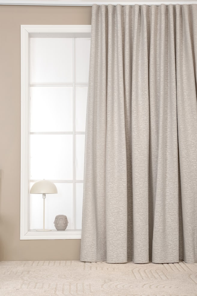 Lot De 1 Rideau En Bouclette Large Hilma - Gris Clair/Blanc/Taupe - 1
