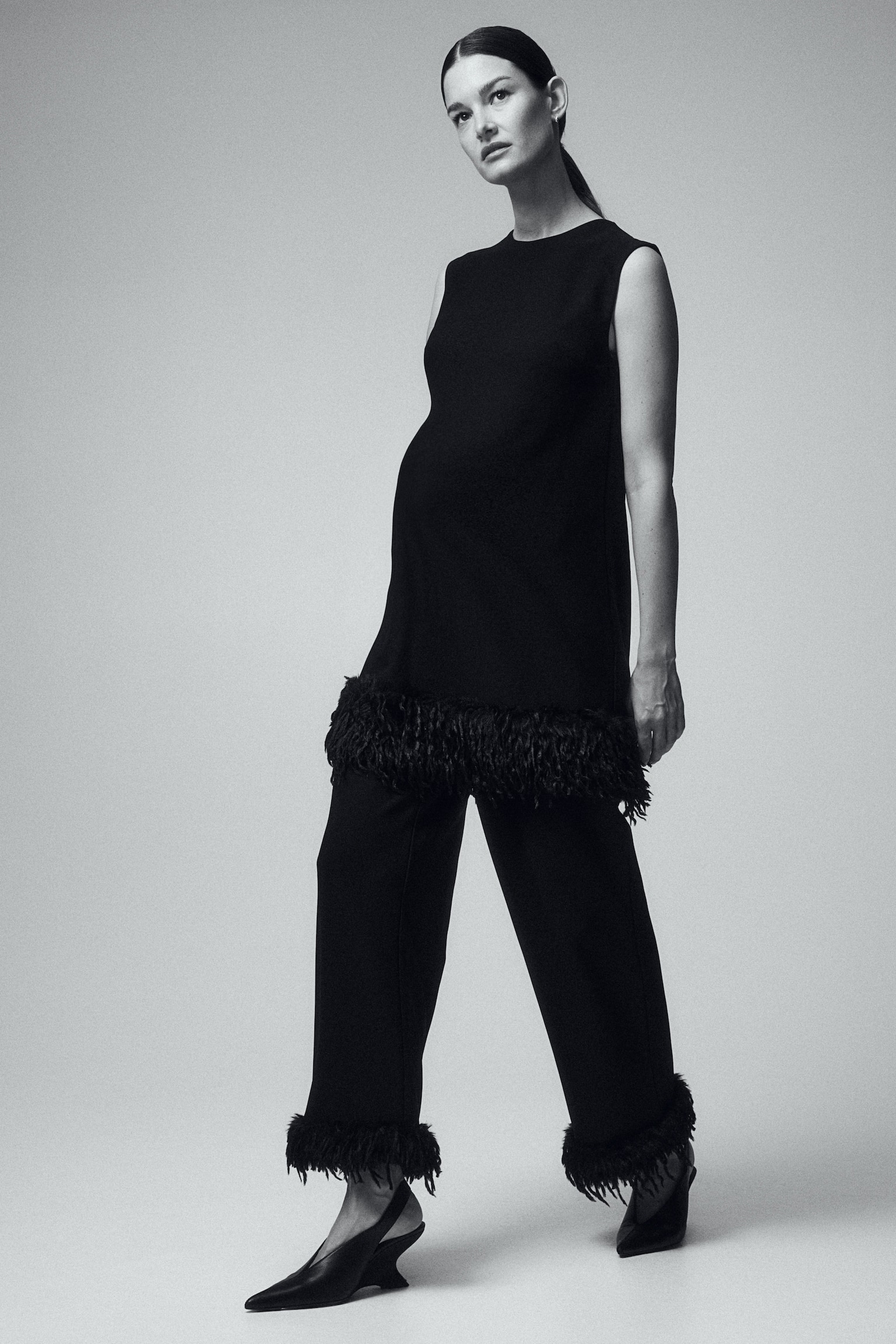 MAMA Fringed trousers - Black - 1