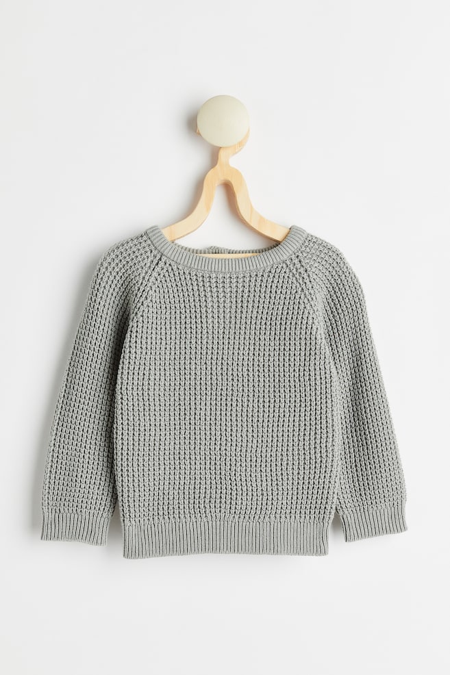 Textured-knit jumper - Light grey-green/Old rose
