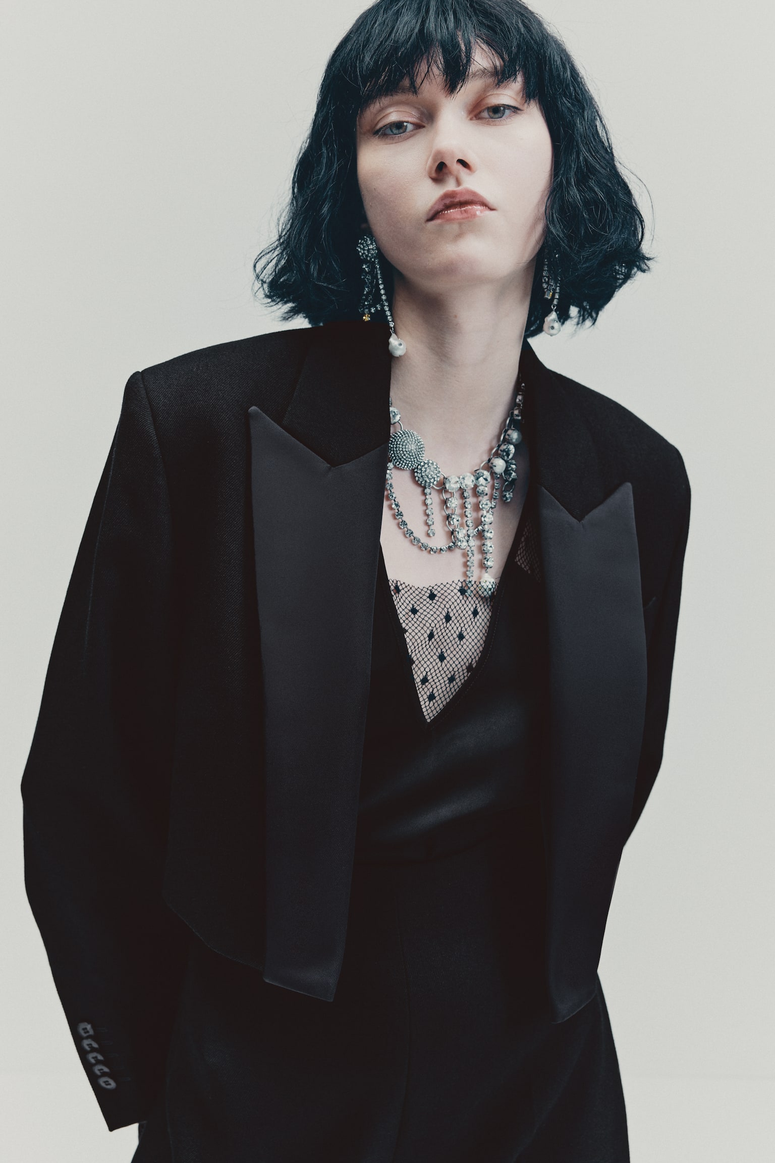 Blazer de smoking em lã - Preto - 2